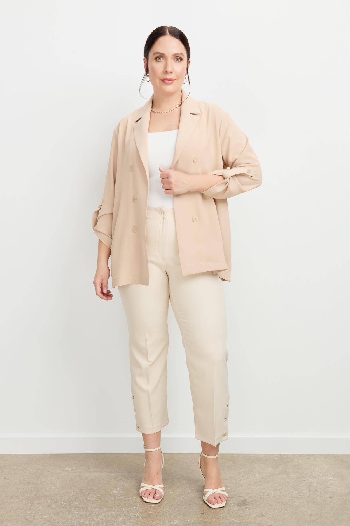 Büyük Beden Linda Ceket-VİZON