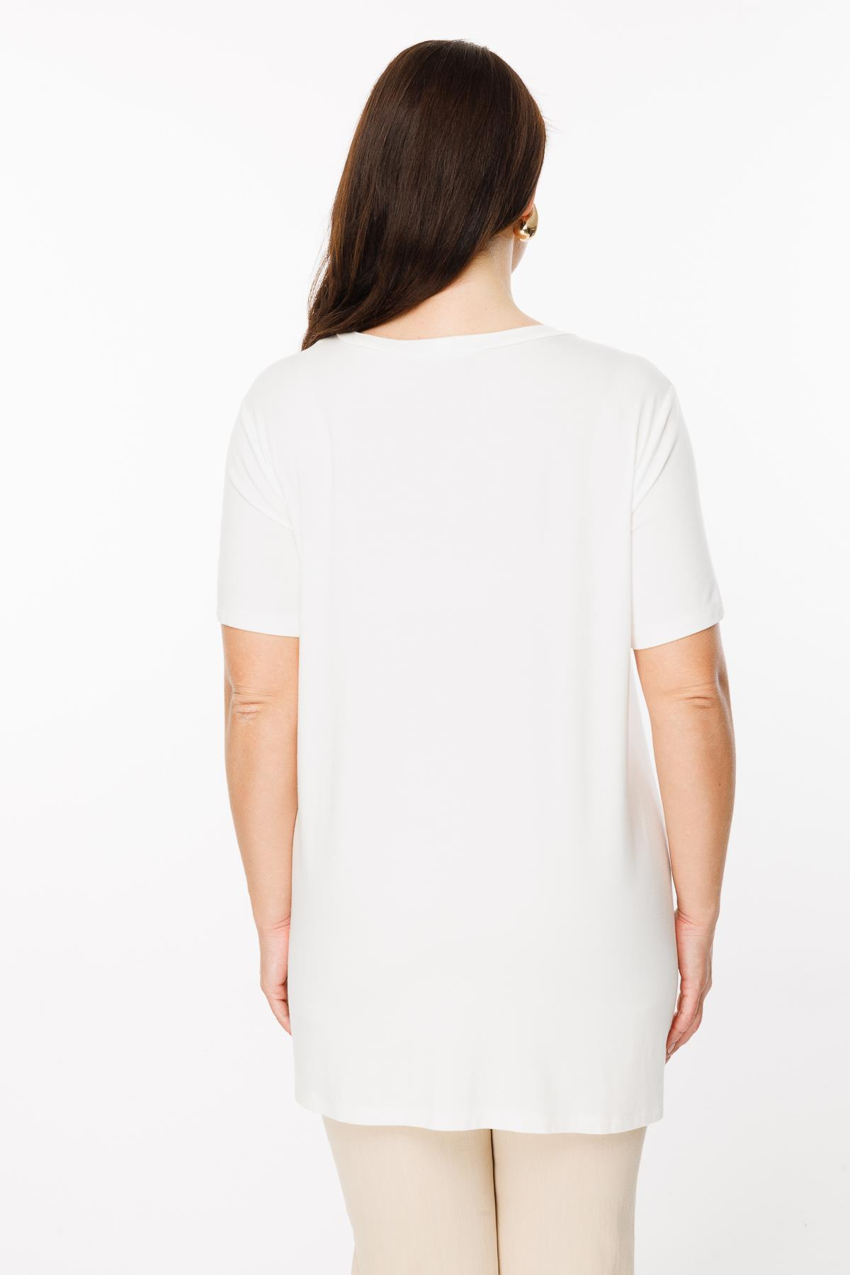 Büyük Beden Palmiye Baskılı Bluz - KEMIK