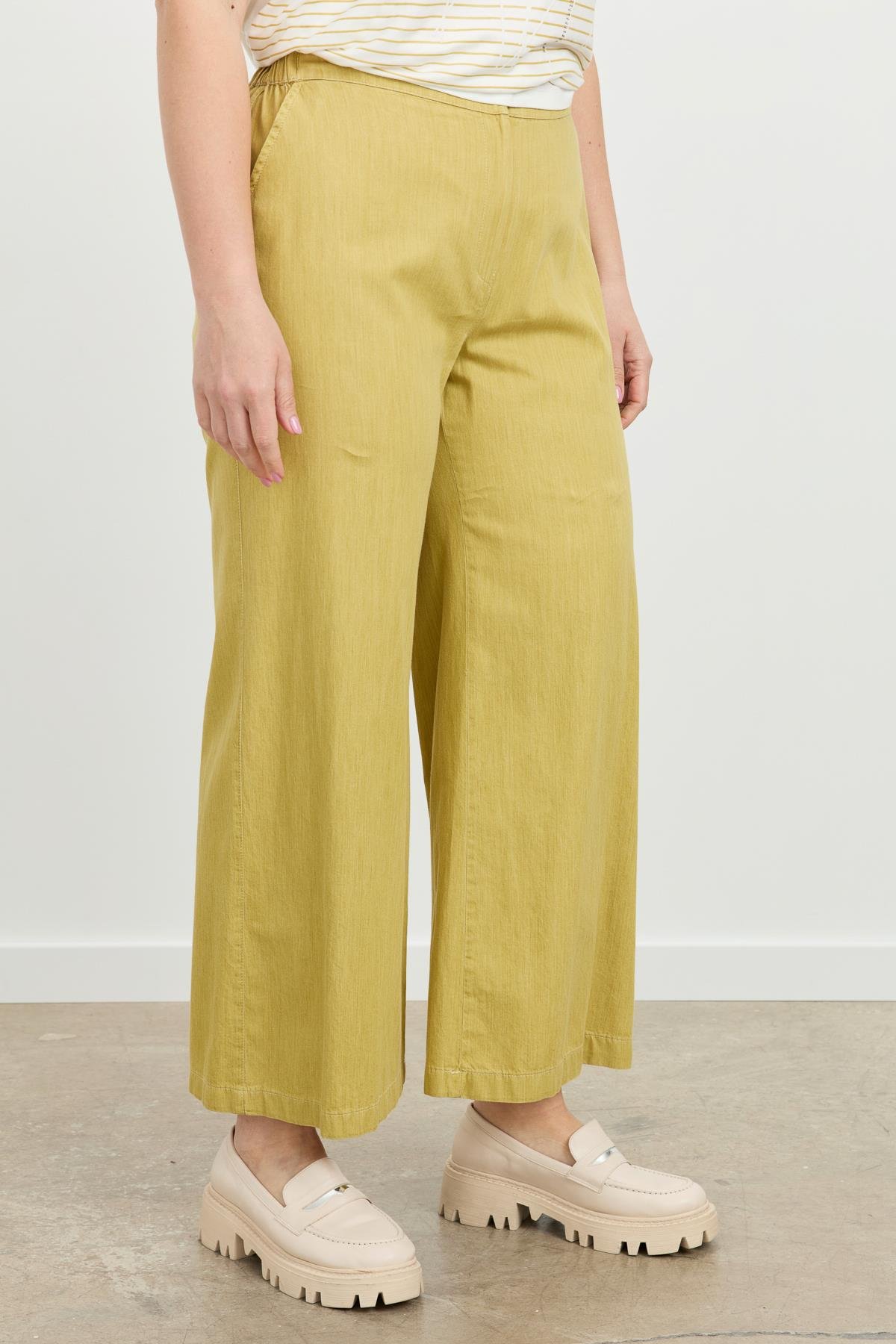 Büyük Beden Pamuklu Kot Pantolon-SARI