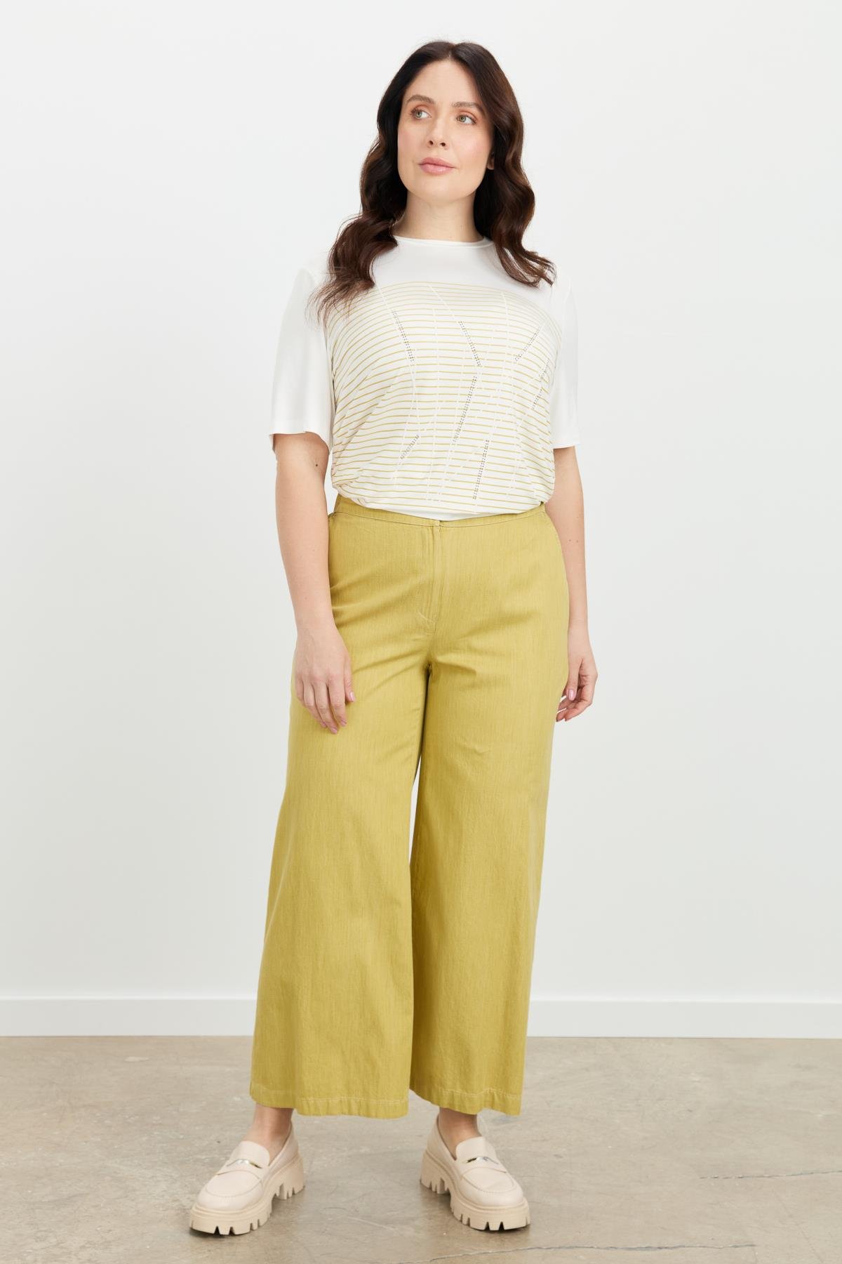 Büyük Beden Pamuklu Kot Pantolon-SARI