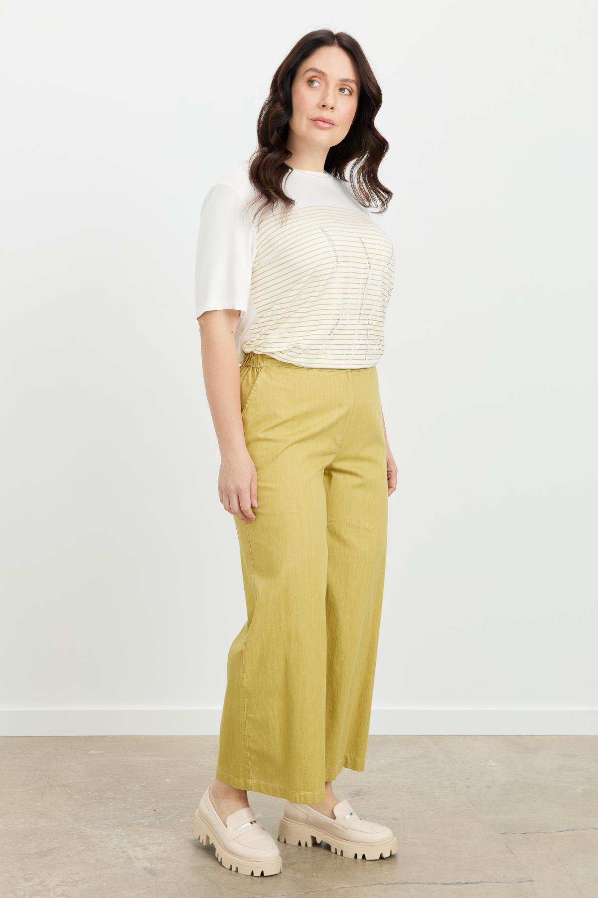 Büyük Beden Pamuklu Kot Pantolon-SARI