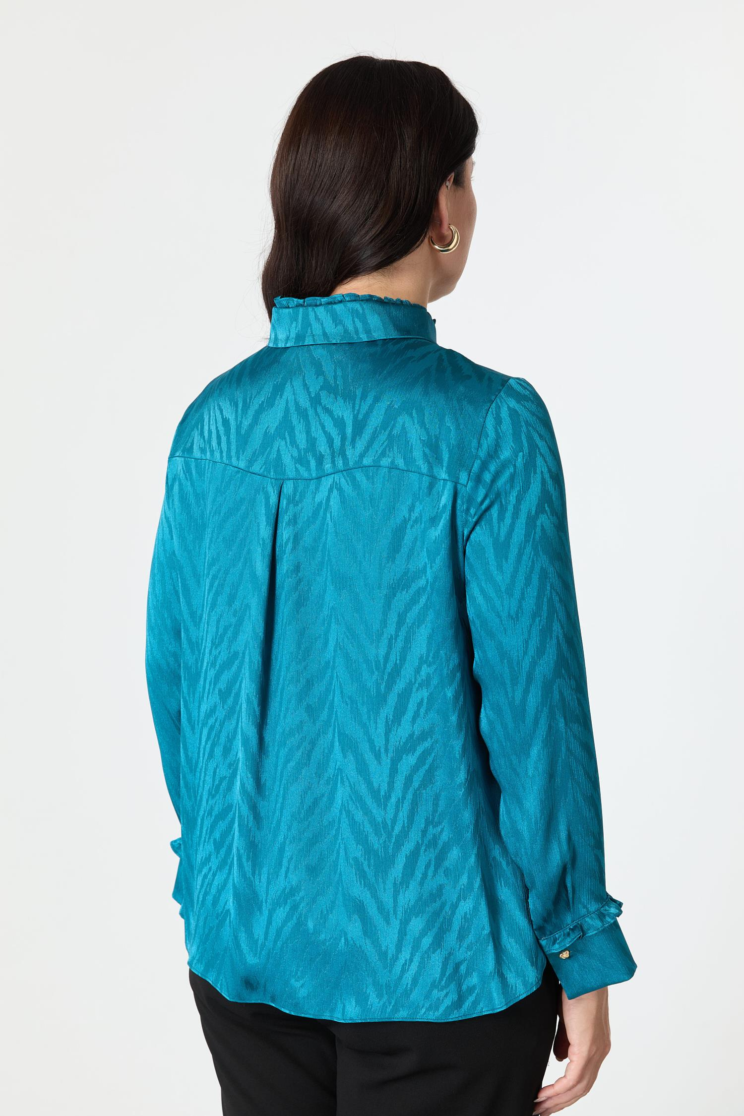 Büyük Beden Saten Görünümlü Gömlek-PETROL