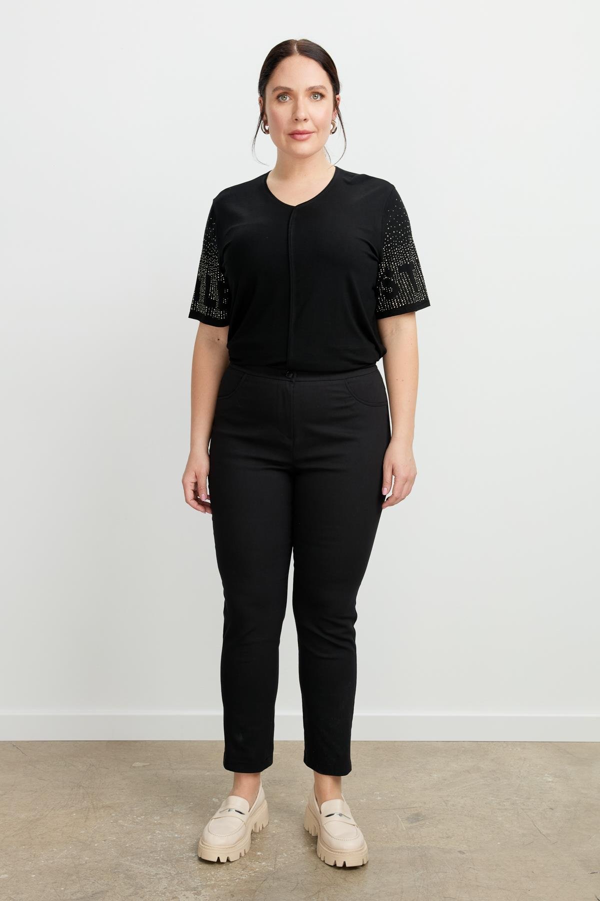 Büyük Beden Shine Pantolon-SİYAH