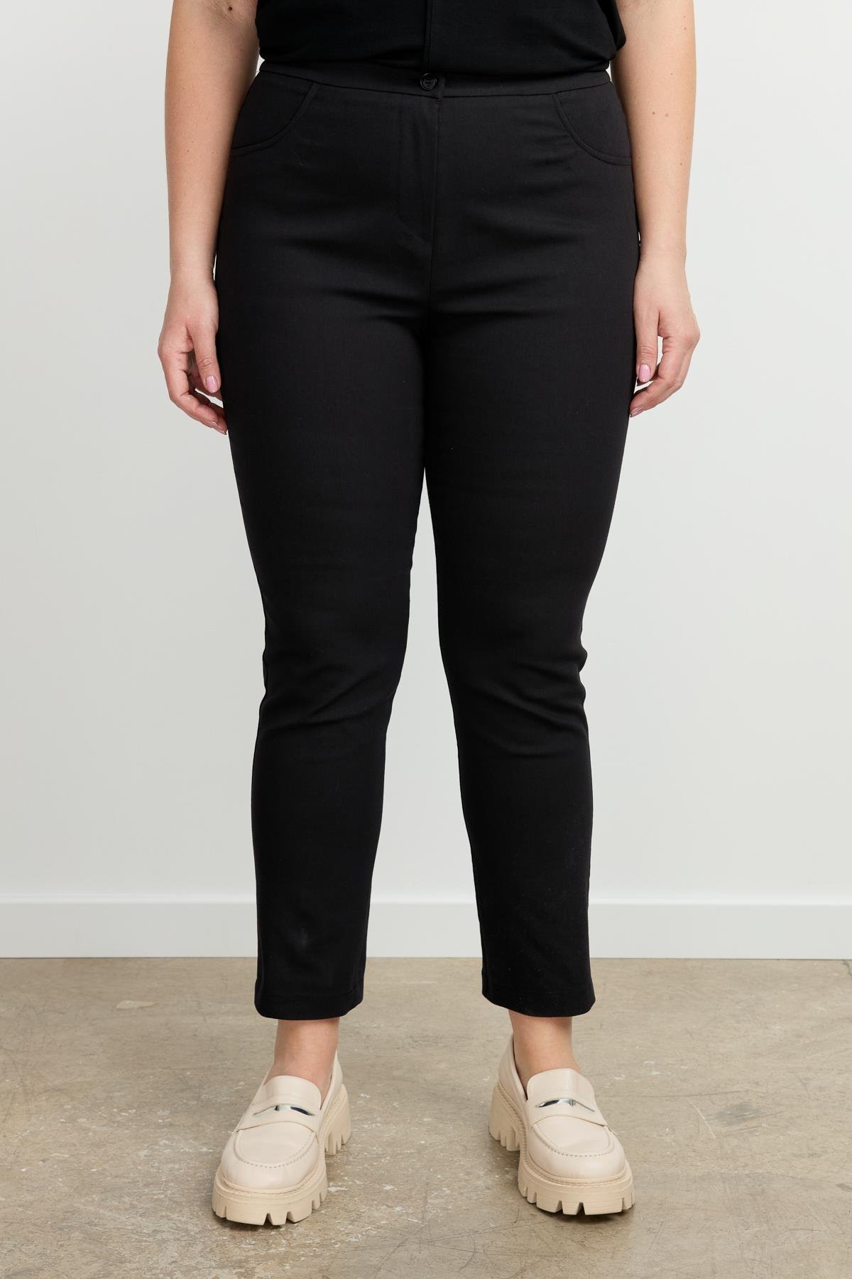 Büyük Beden Shine Pantolon-SİYAH