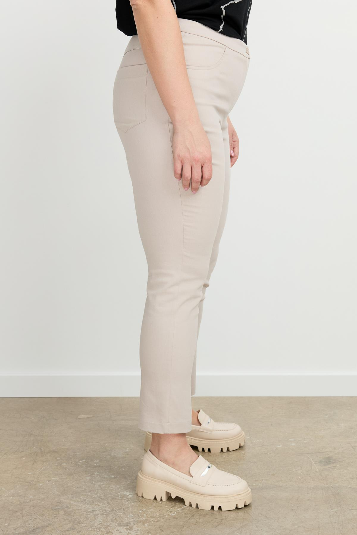 Büyük Beden Shine Pantolon-TAŞ