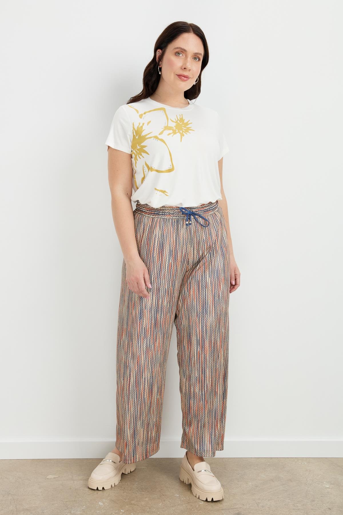 Büyük Beden Simli Örme Pantolon-KIRMIZI