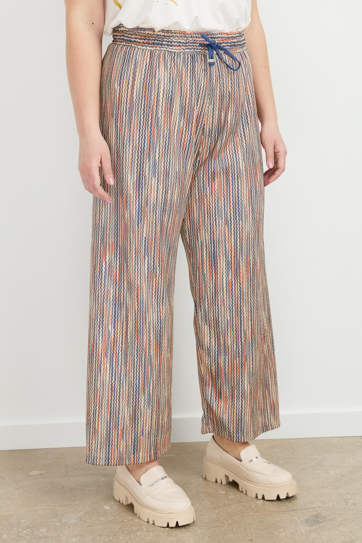 Büyük Beden Simli Örme Pantolon-KIRMIZI