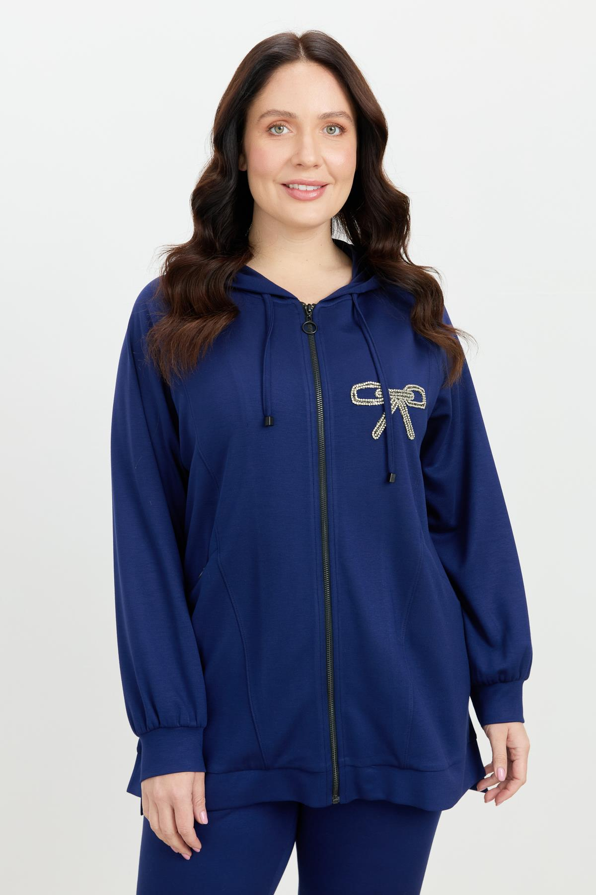 Büyük Beden Taş Baskı Sweatshirt-LACI