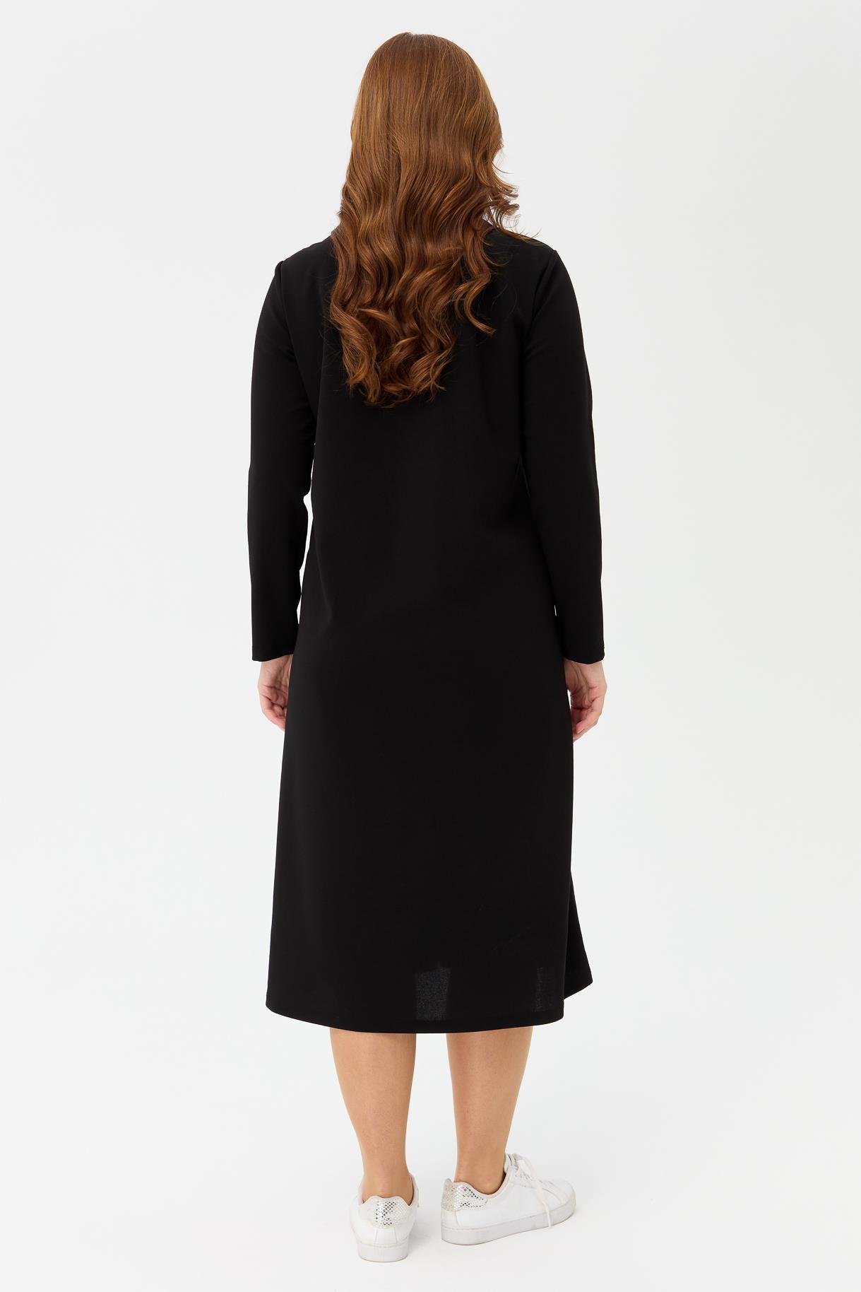 Büyük Beden Trok Detaylı Elbise - SİYAH