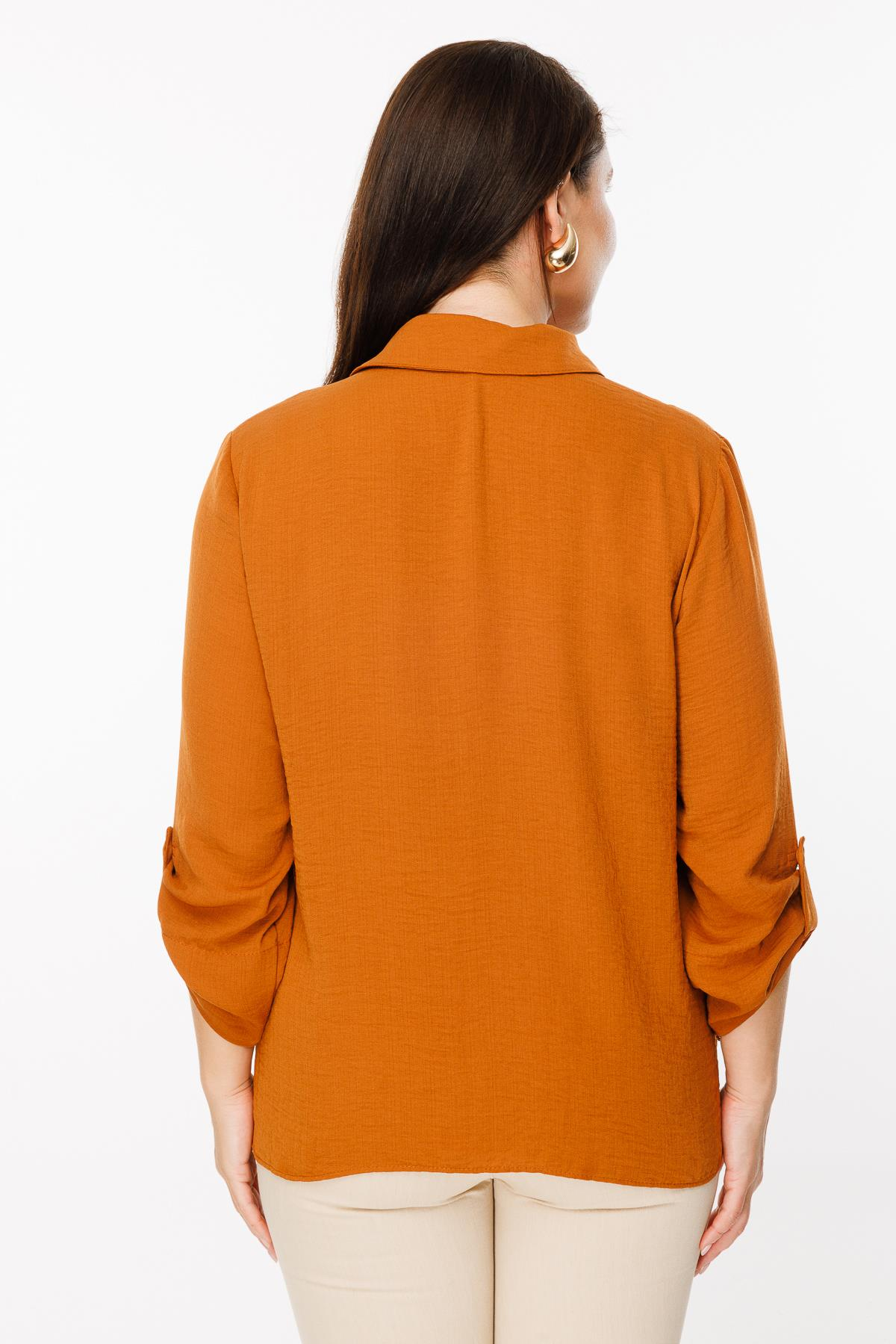 Büyük Beden Uzun Kollu Gömlek - KİREMİT