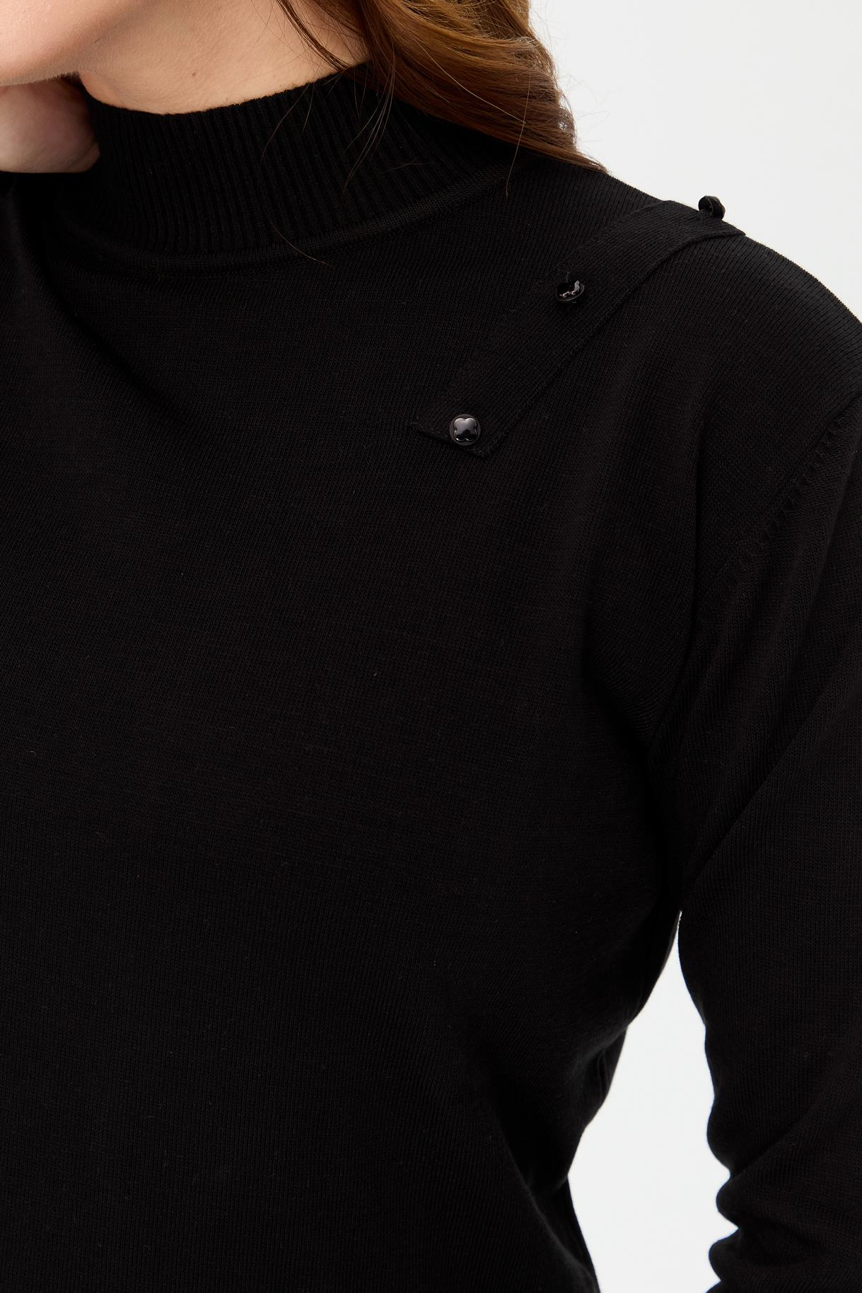 Büyük Beden Yarım Balıkçı Basic Triko Kazak - SİYAH