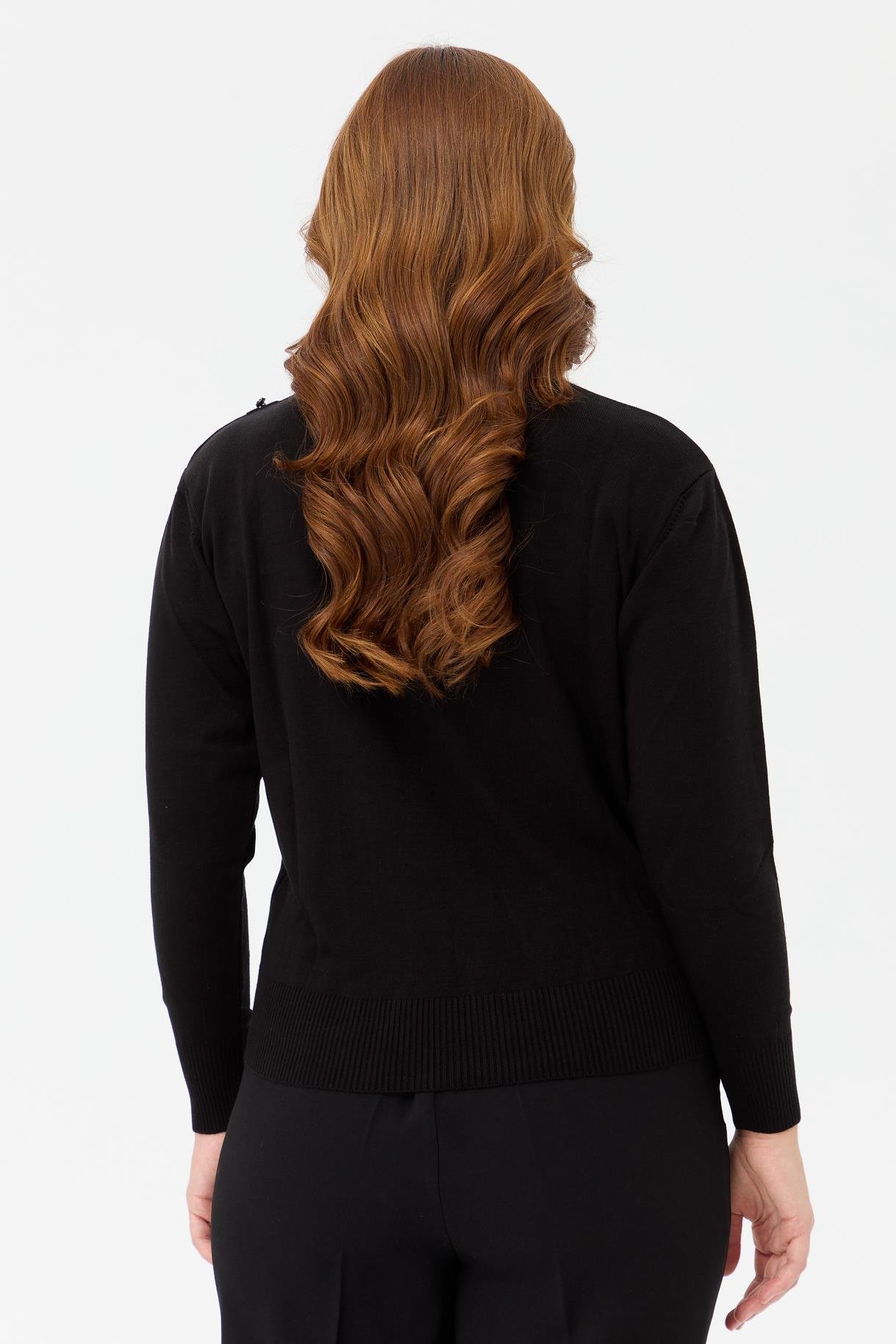 Büyük Beden Yarım Balıkçı Basic Triko Kazak - SİYAH