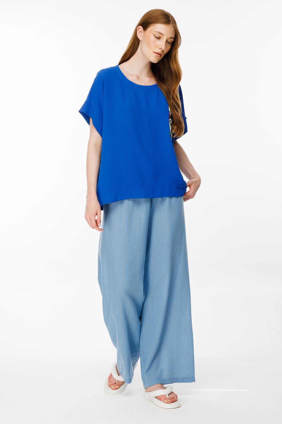 Cebi Baskı Detaylı Bluz - SAX