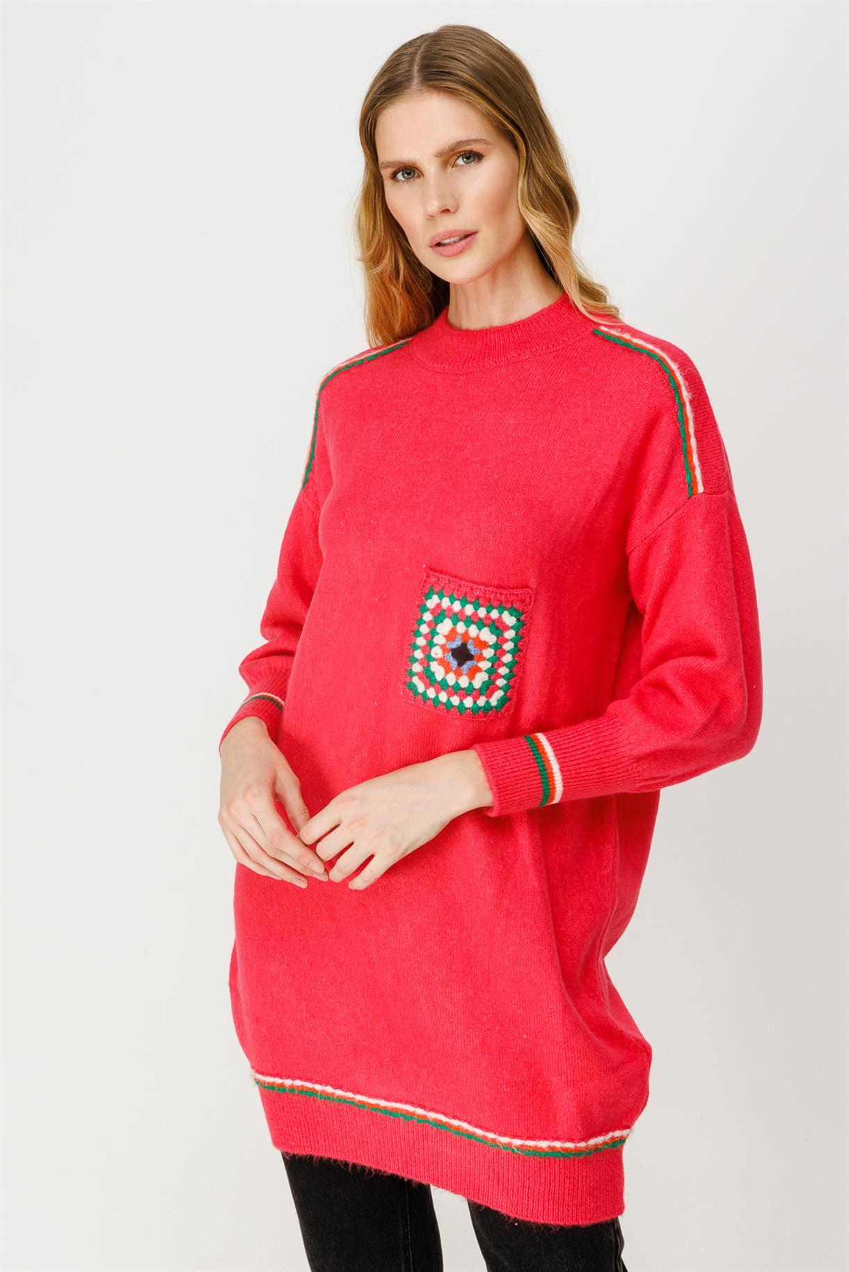 Cebi Motifli Triko Tunik - MERCAN