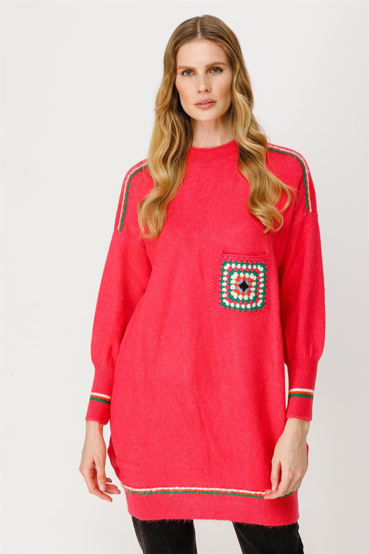 Cebi Motifli Triko Tunik - MERCAN