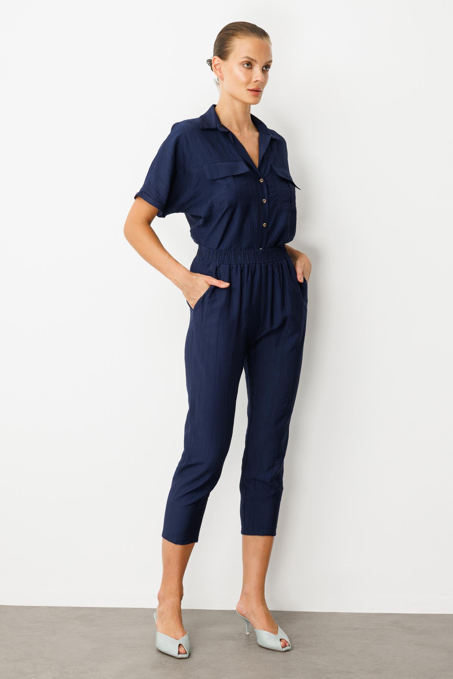 Cep Detay Beli Lastikli Pantolon-LACI