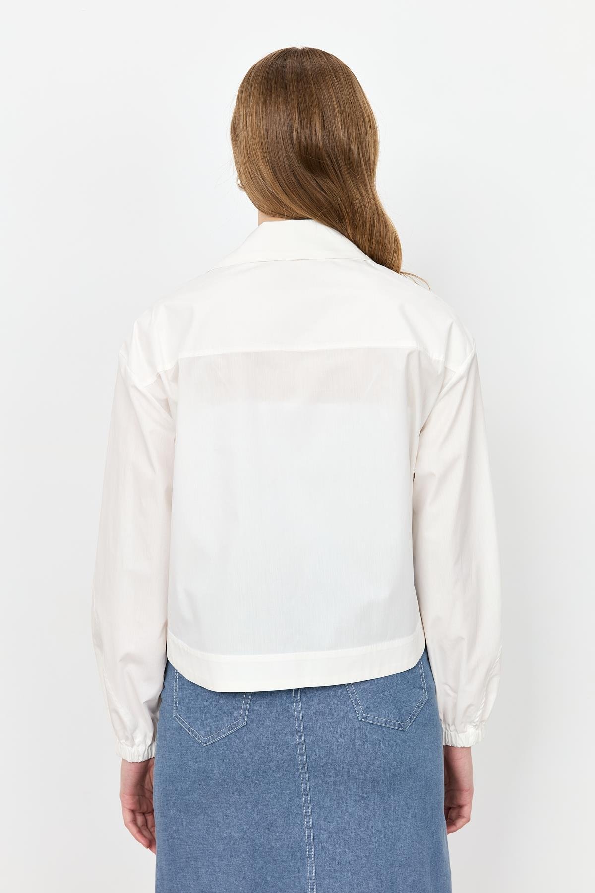 Cep Detay Fermuarlı Gömlek-KEMIK