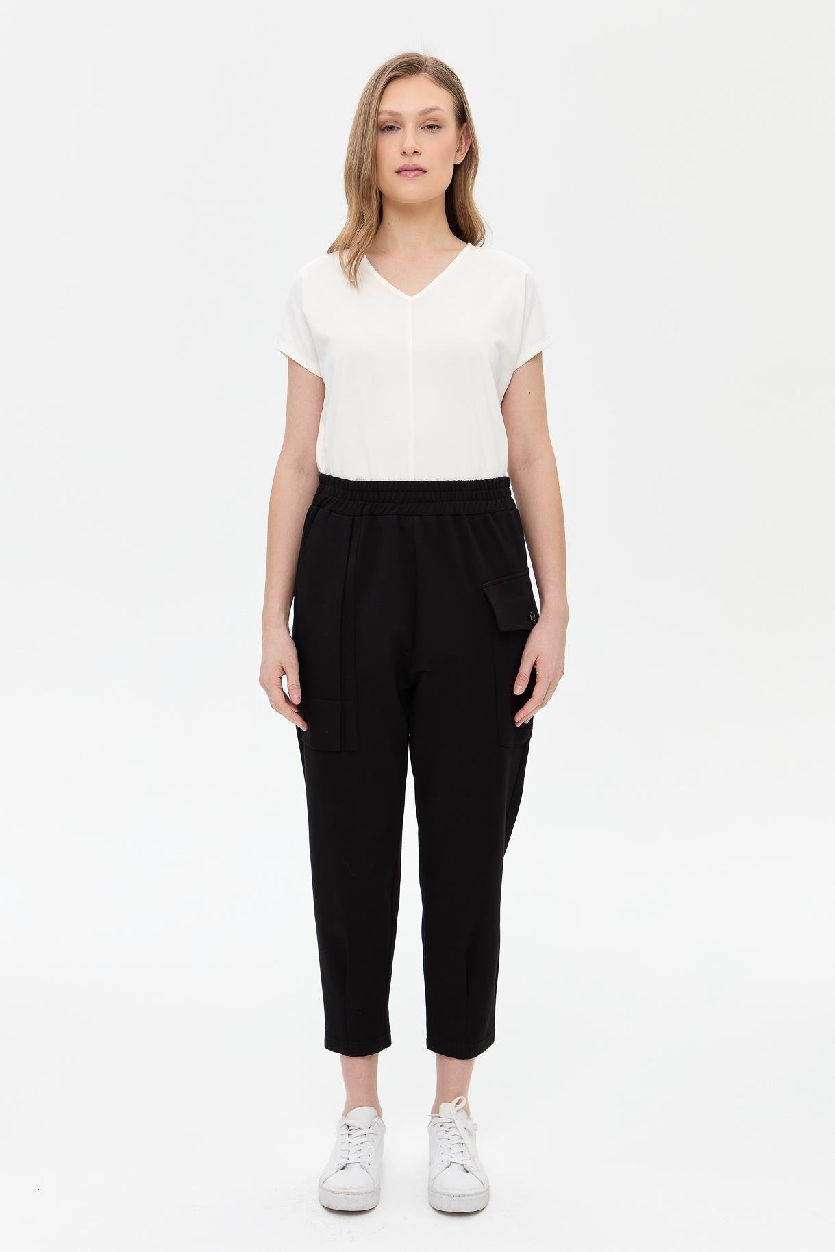 Cep Detaylı İki İplik Pantolon - SİYAH