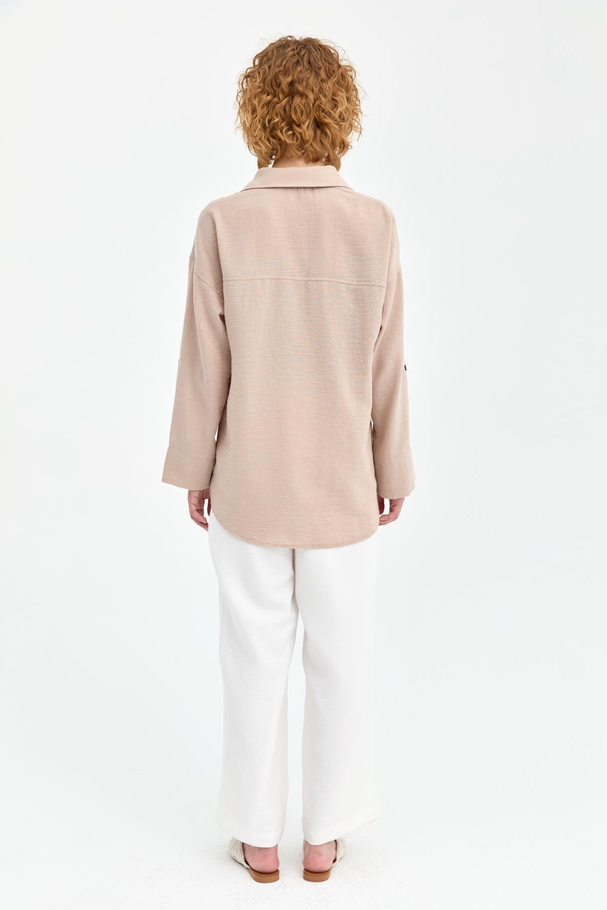 Cep Detaylı Keten Gömlek - TAŞ