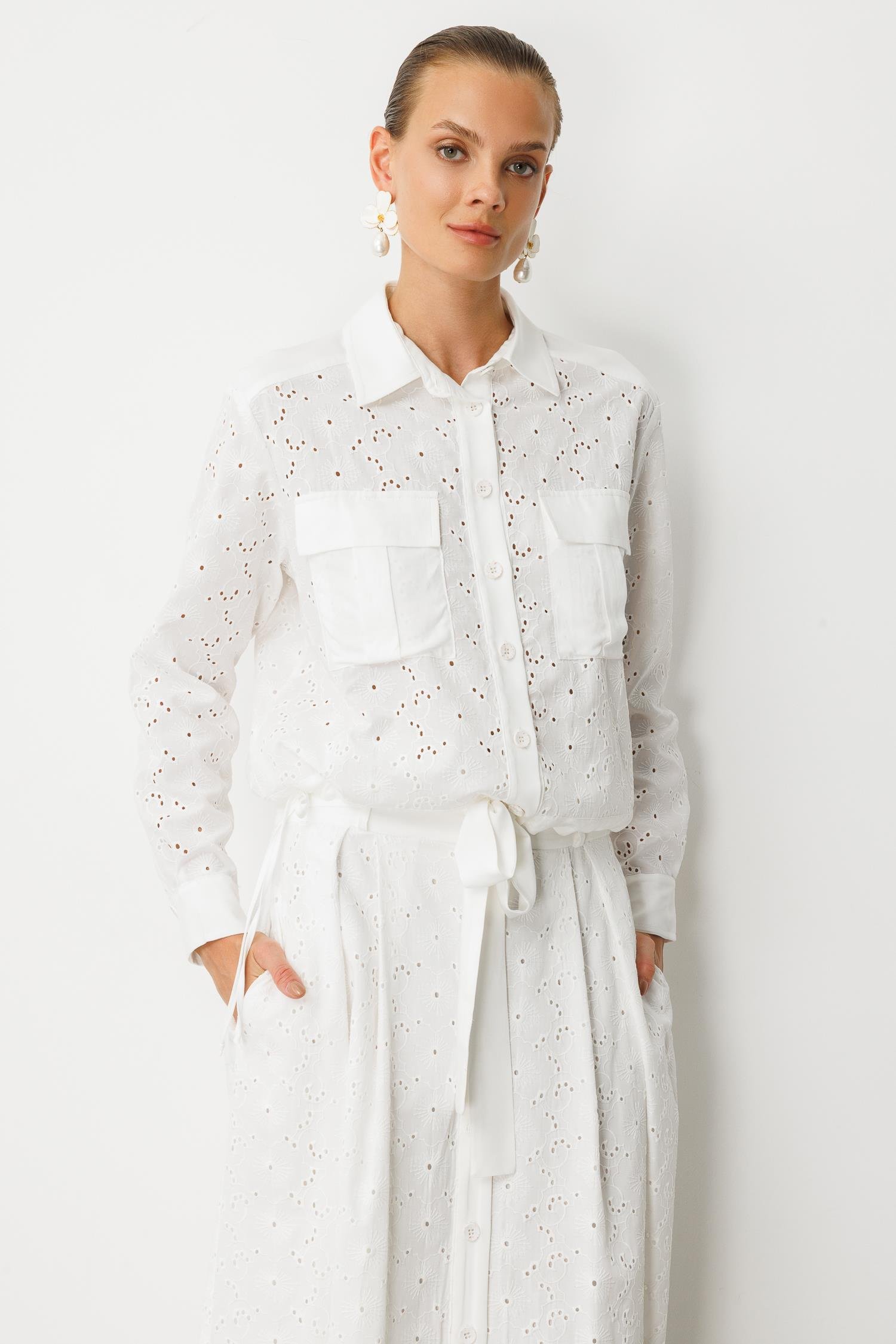 Cep Detaylı Pamuklu Fisto Gömlek-KEMIK