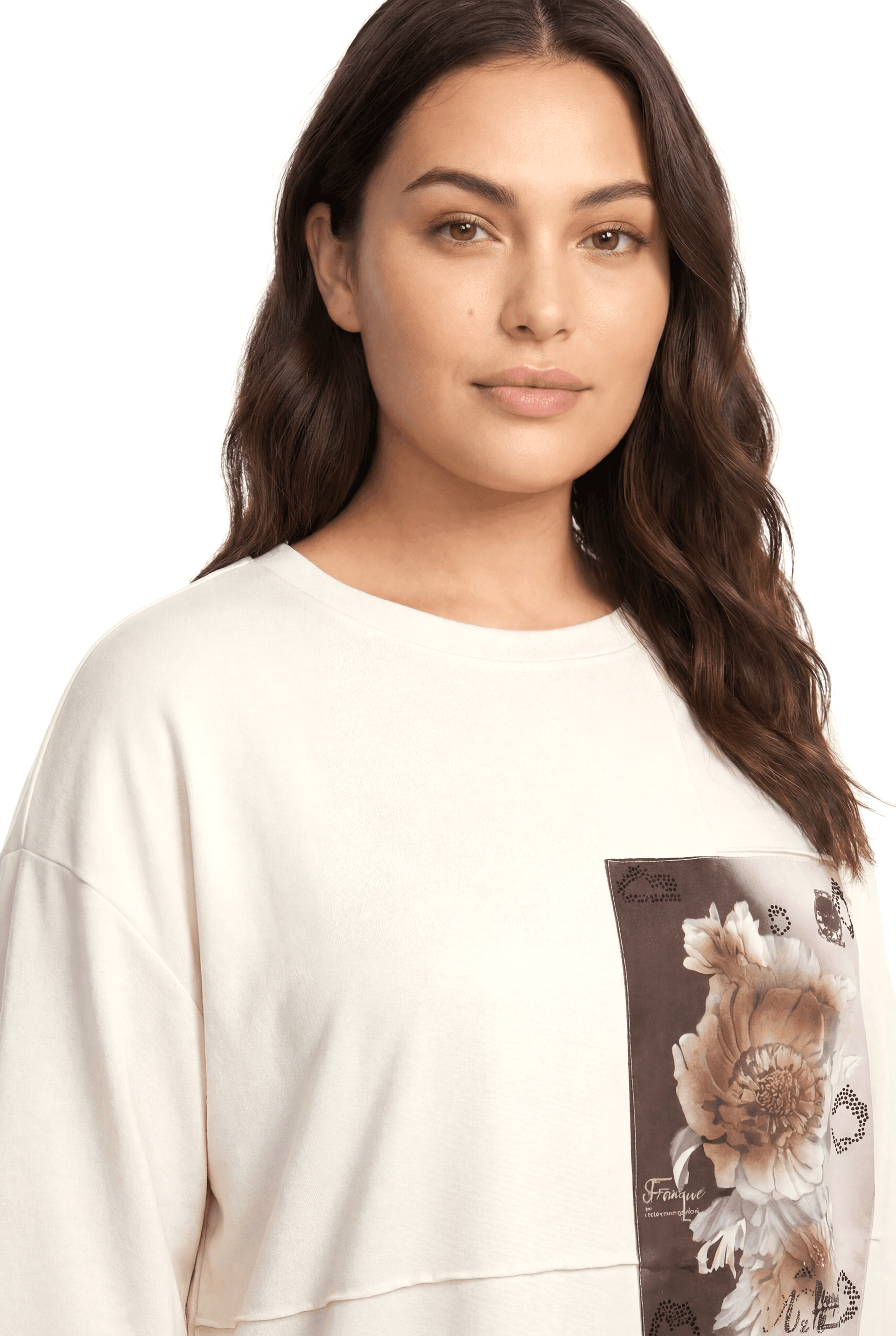 Çiçek Baskı Detaylı Modal Bluz-KREM