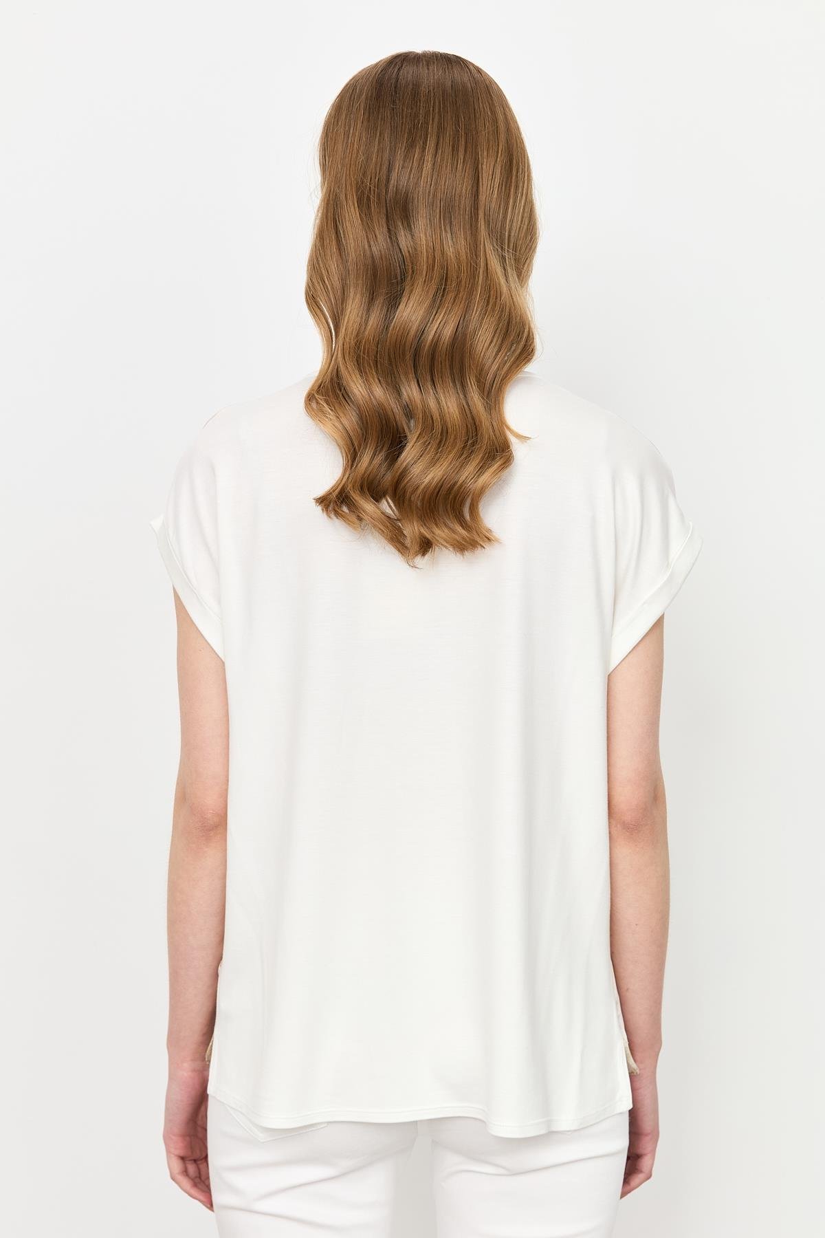 Çiçek Desen Şifon Bluz-SARI