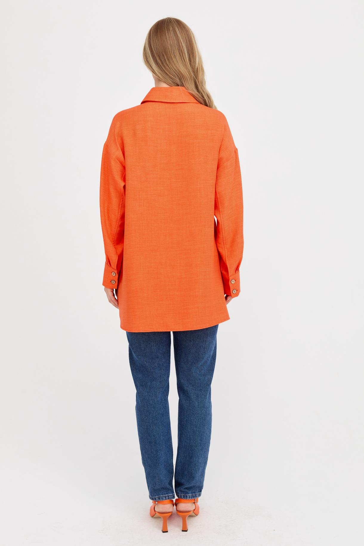 Çift Cepli Keten Gömlek - ORANJE