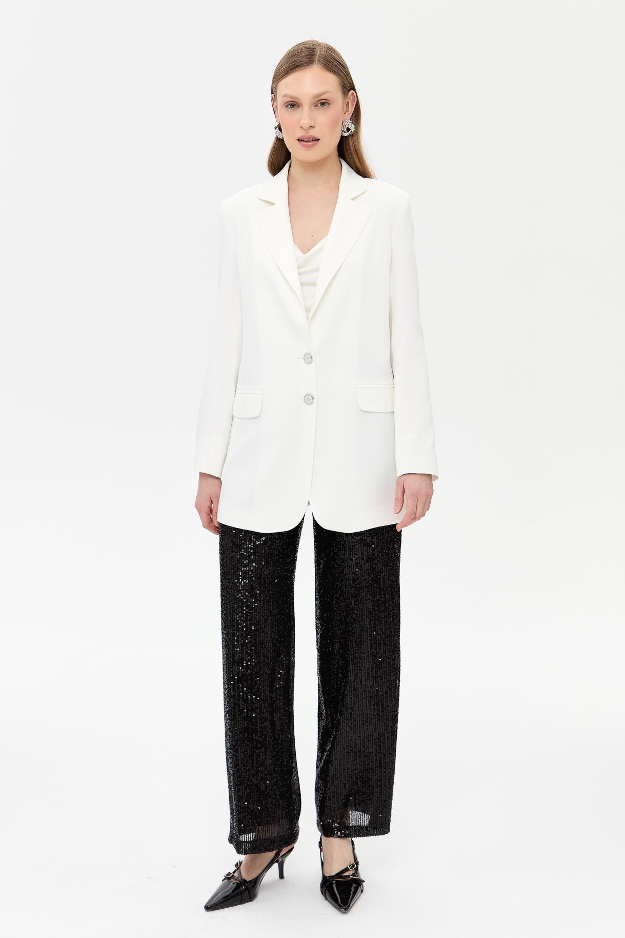 Çift Düğmeli Cep Detaylı Krep Ceket - KEMIK