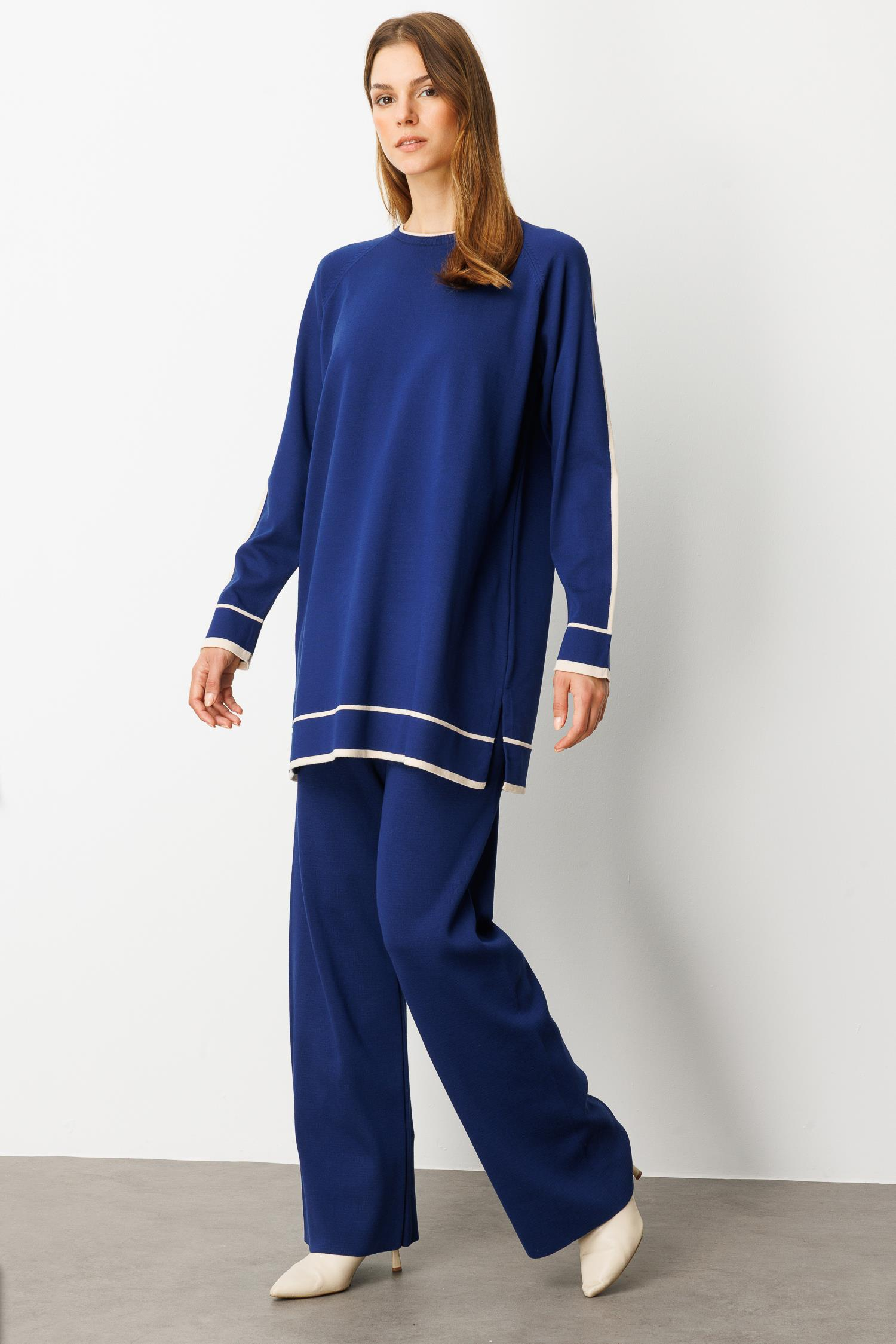 Çizgi Detaylı Triko Takım-SAX