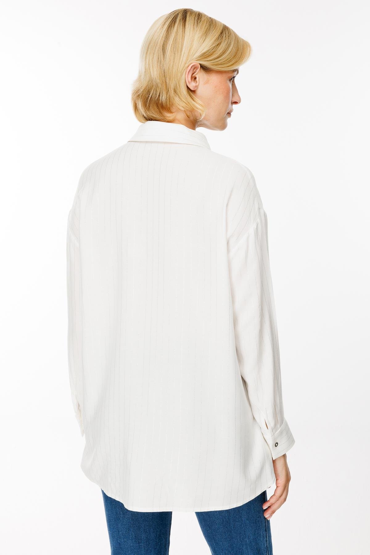 Çizgili Ve Sim Detaylı Gömlek - KEMIK