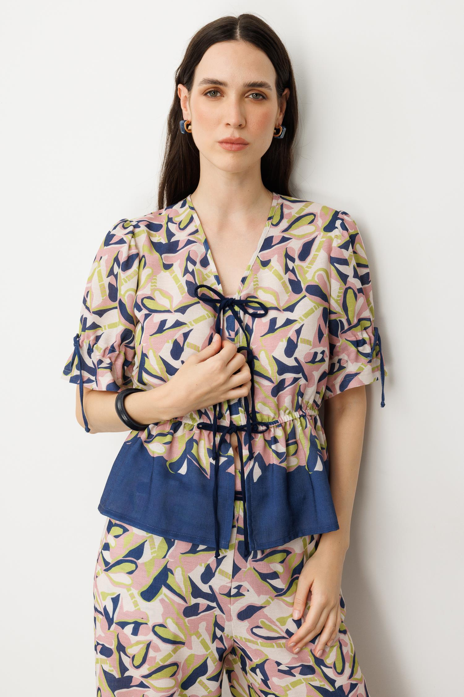 Desenli Bol Paça Pantolon-LACI