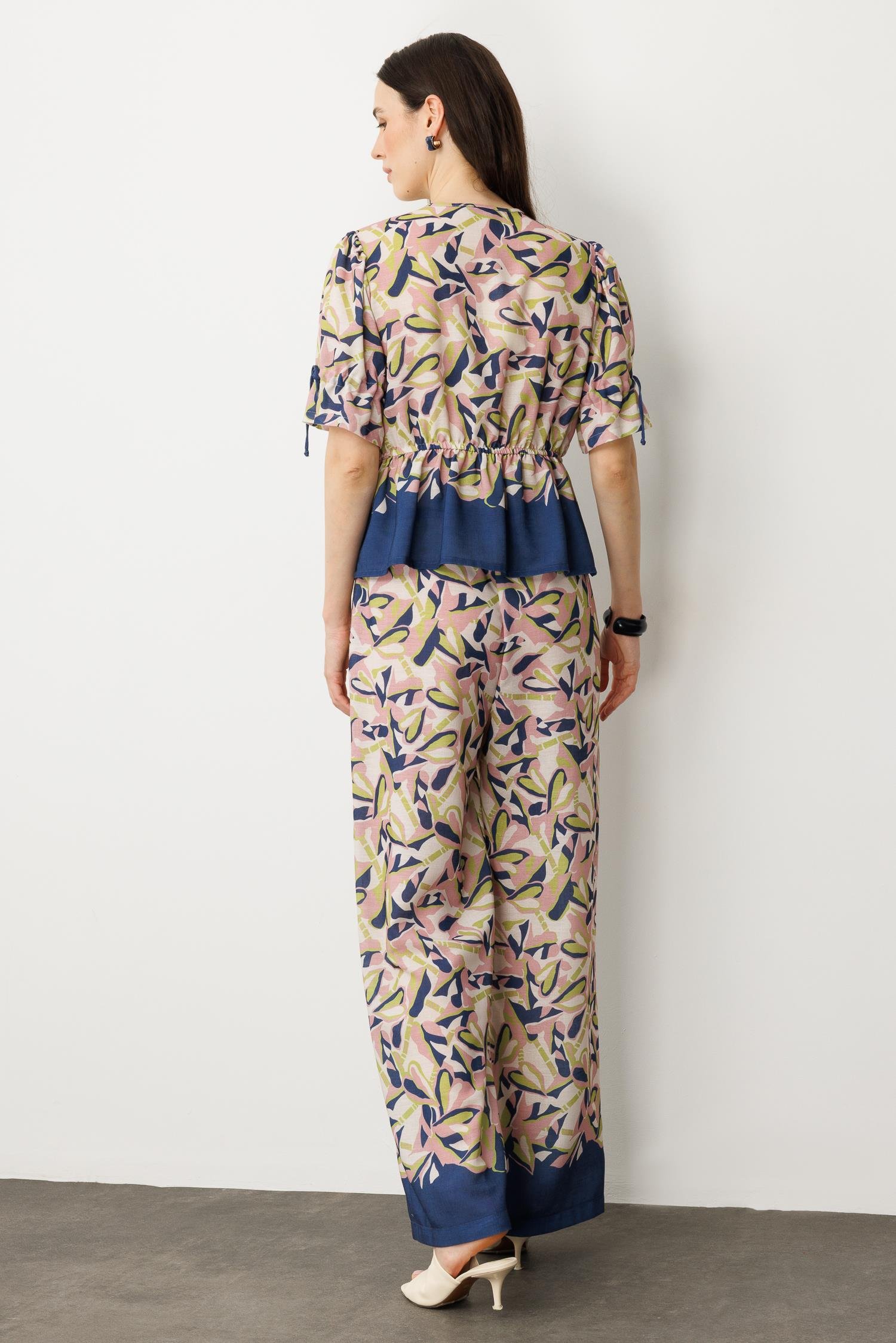 Desenli Bol Paça Pantolon-LACI