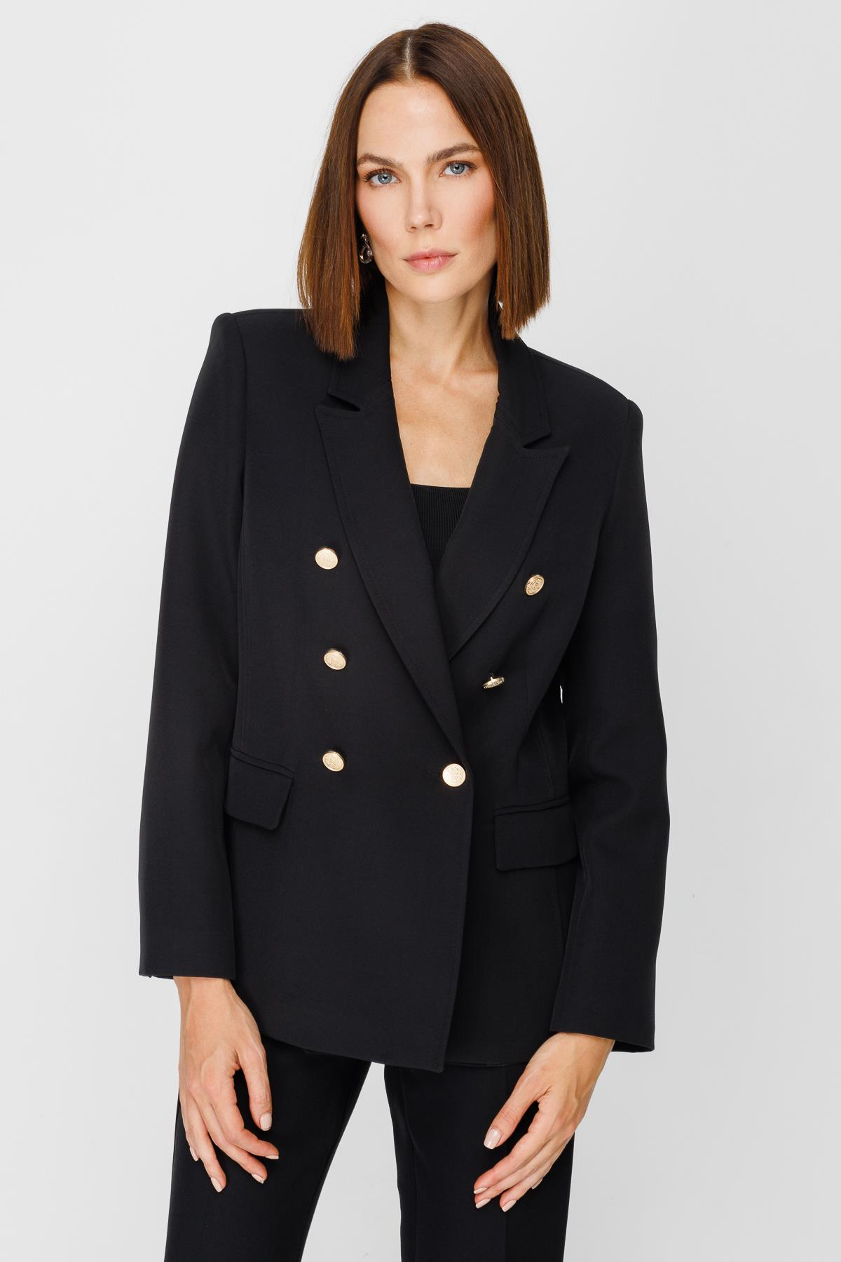 Düğmeli Blazer Ceket - SİYAH