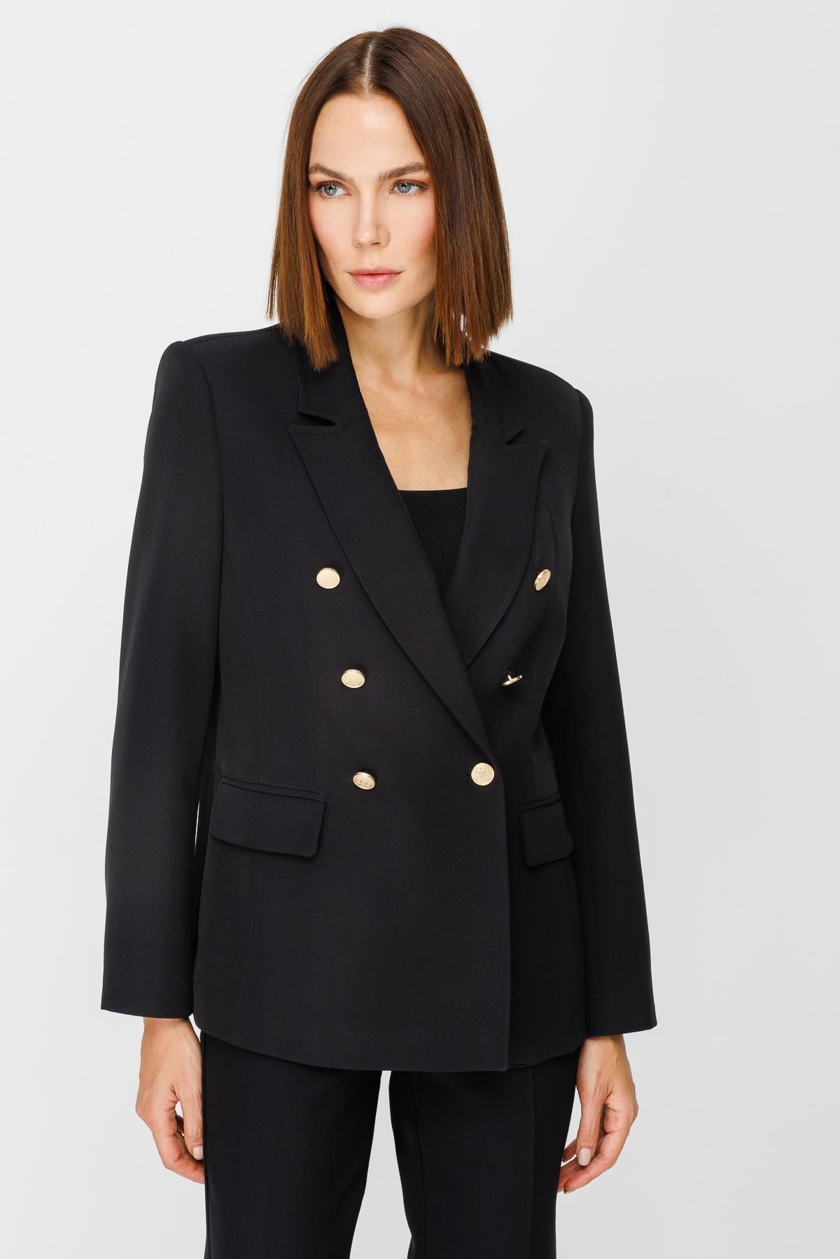 Düğmeli Blazer Ceket - SİYAH