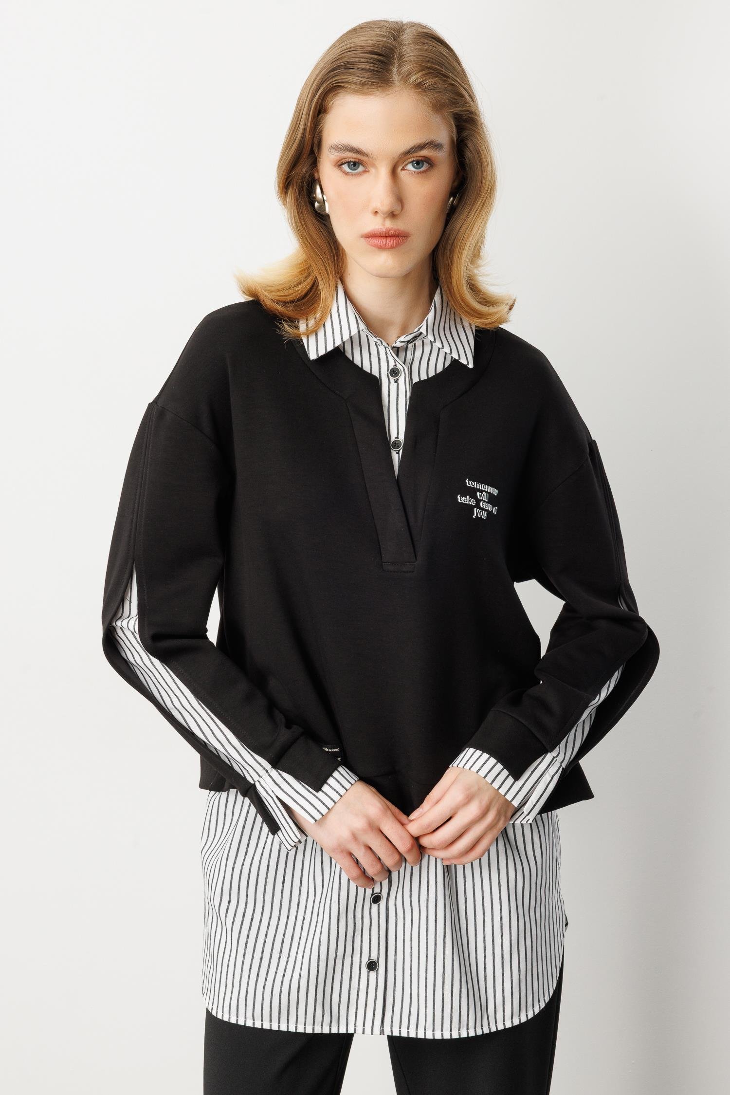 Eteği Çıkarılabilir Modal Gömlek-SİYAH