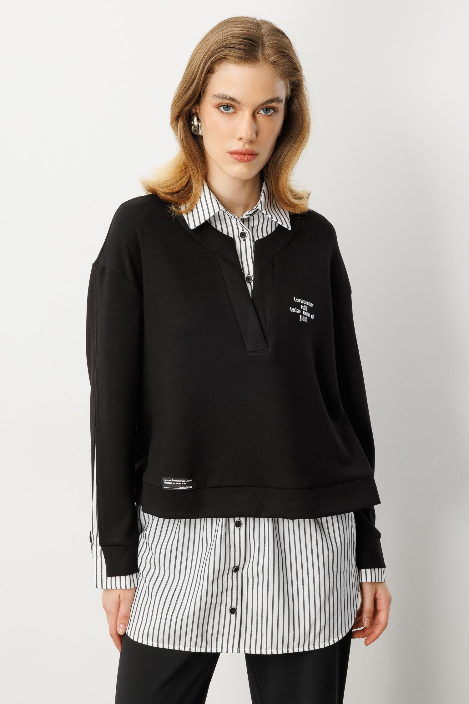 Eteği Çıkarılabilir Modal Gömlek-SİYAH