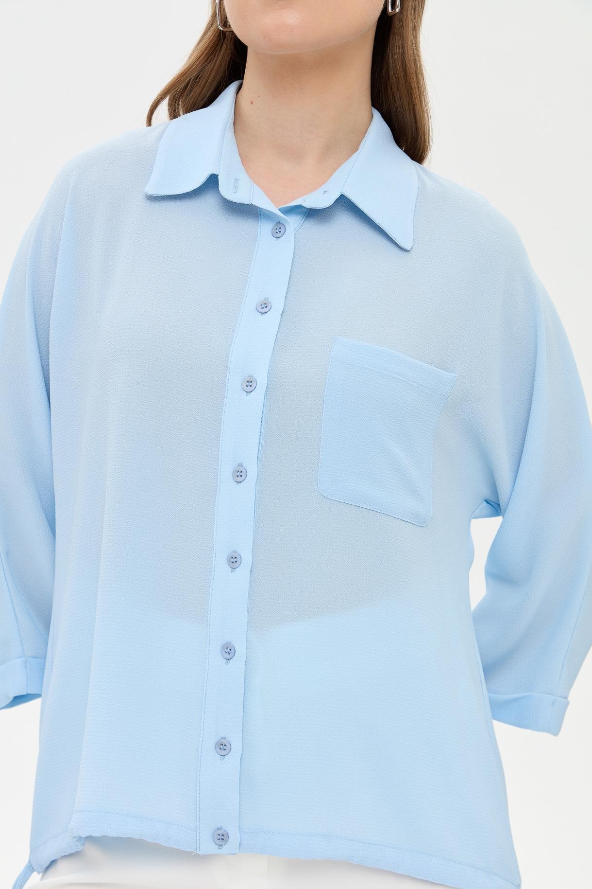 Etek Ucu Büzgülü Gömlek - A.MAVI