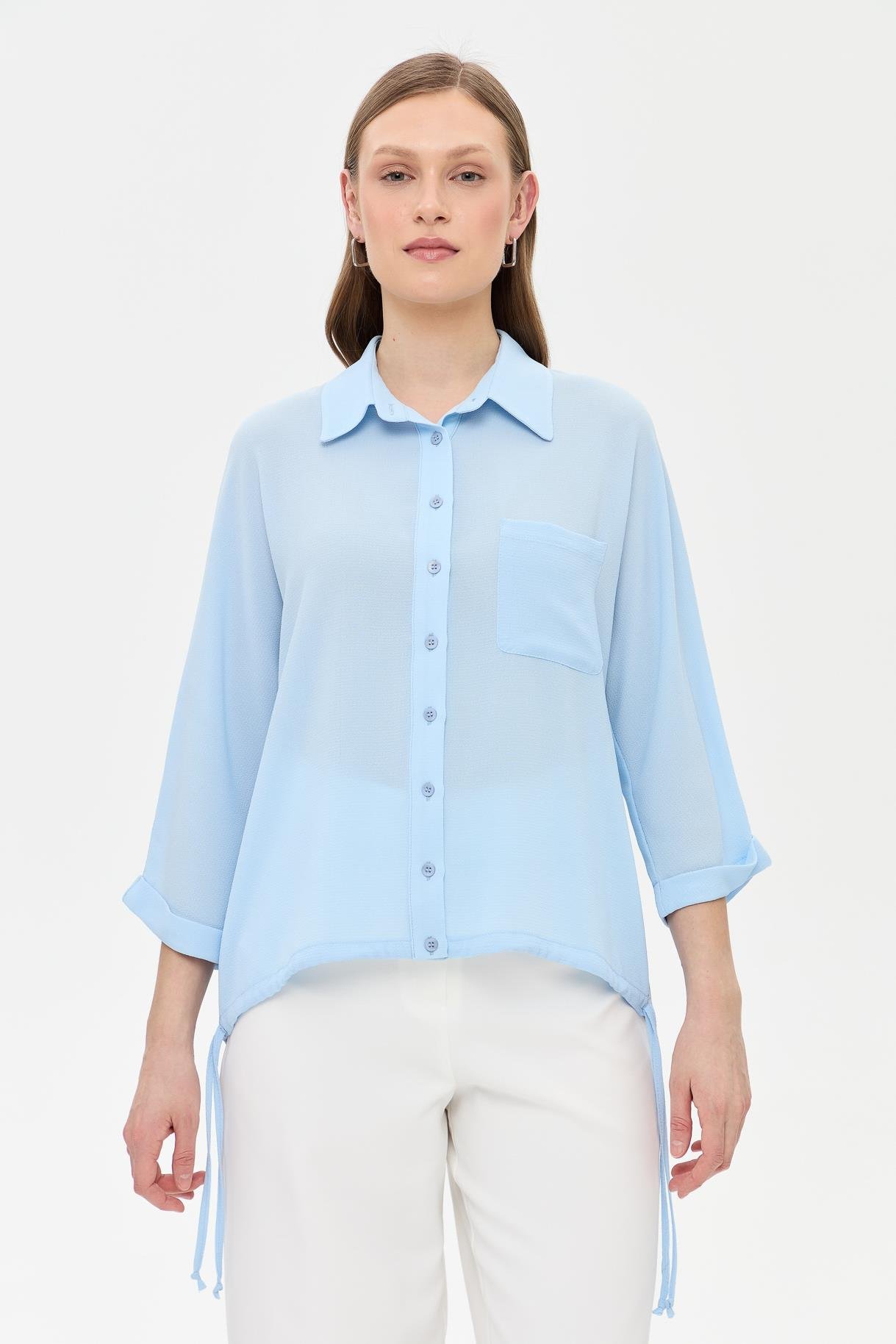 Etek Ucu Büzgülü Gömlek - A.MAVI