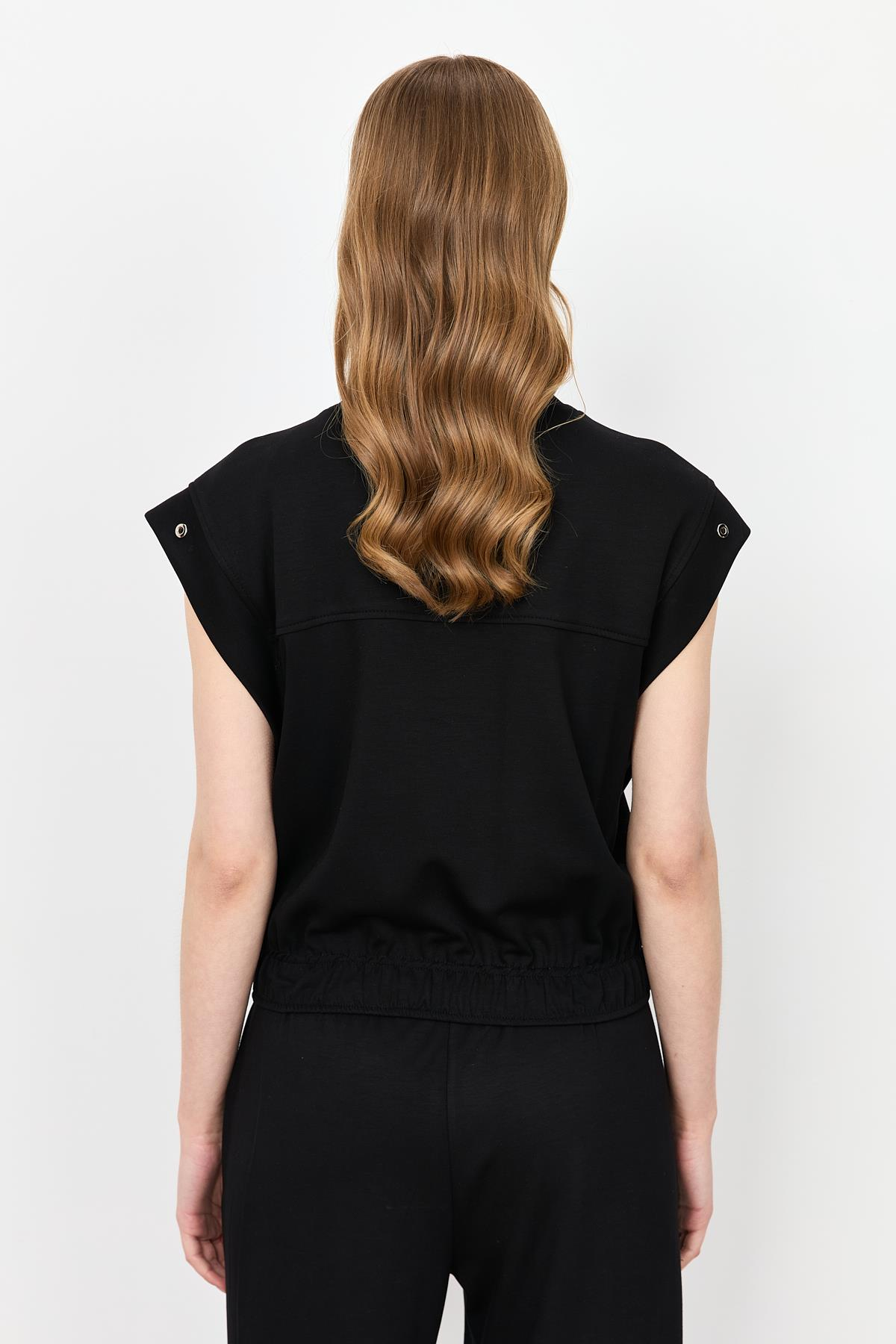 Fermuarlı Penye Yelek-SİYAH