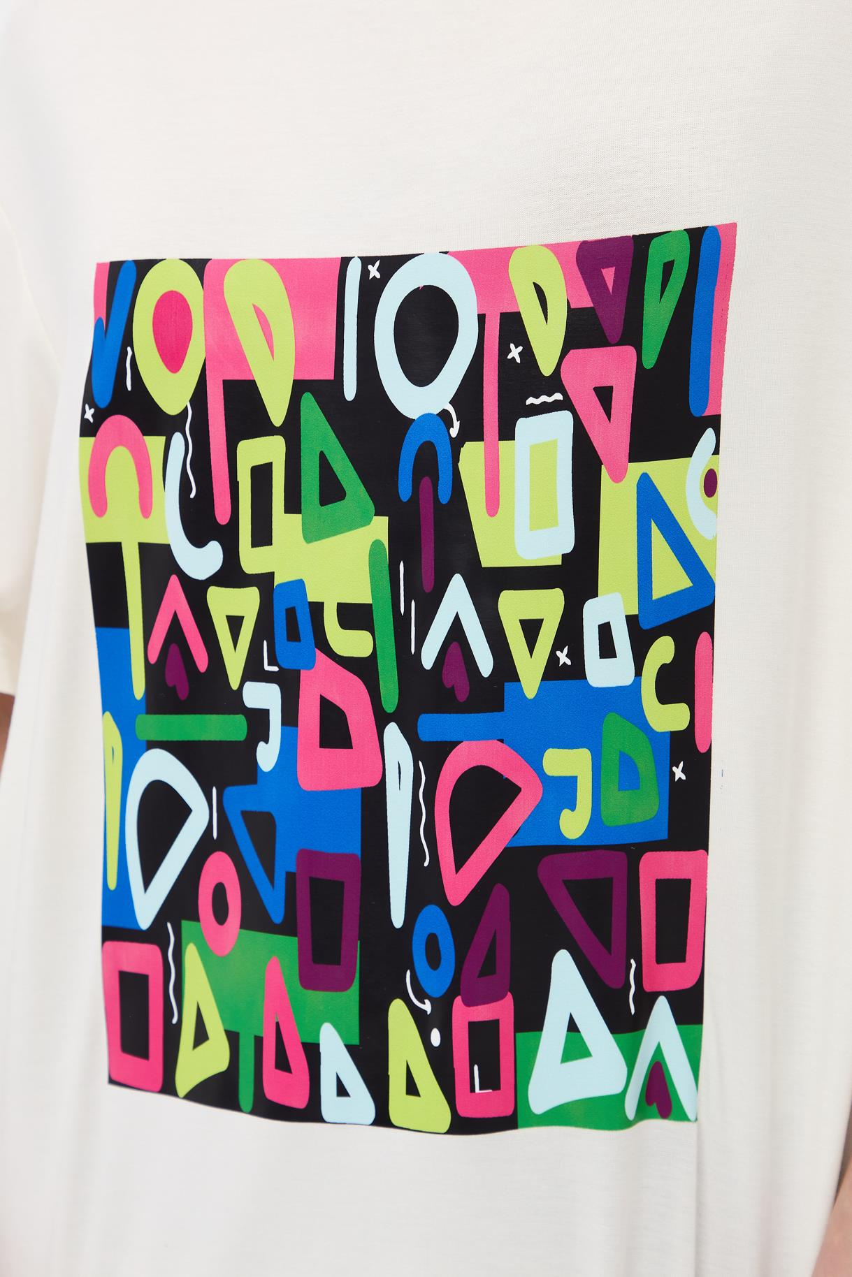 Harf Baskılı Kısa Kollu Tişört - KEMIK