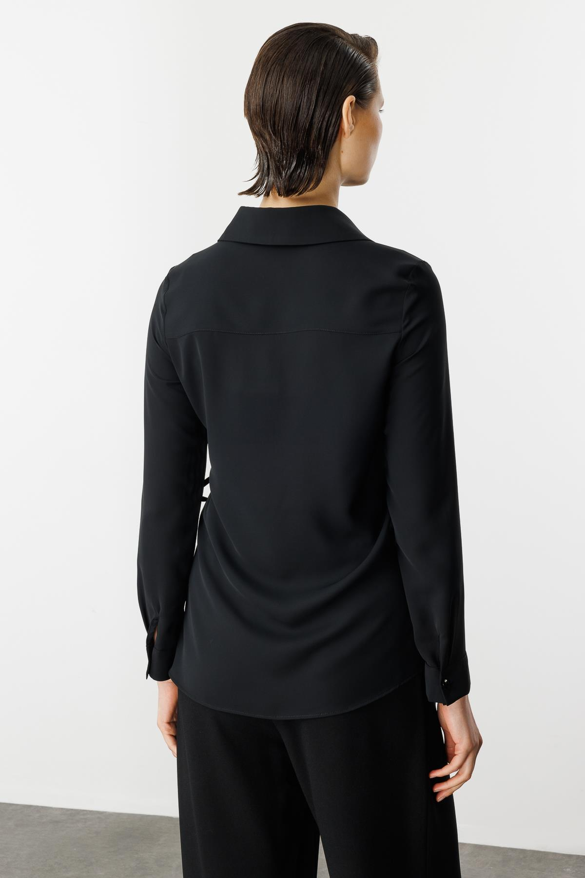 İp Detaylı Gömlek-SİYAH