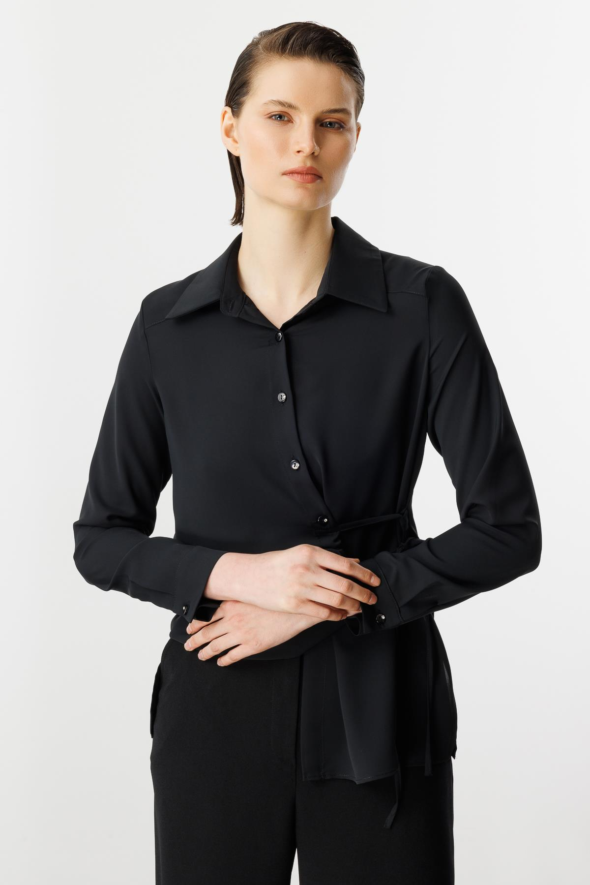 İp Detaylı Gömlek-SİYAH