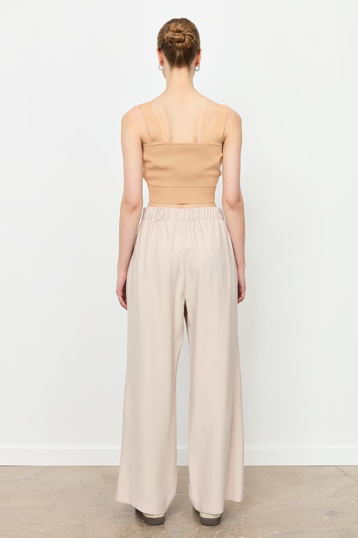 Kalın Pile Beli Lastikli Pantolon-TAŞ