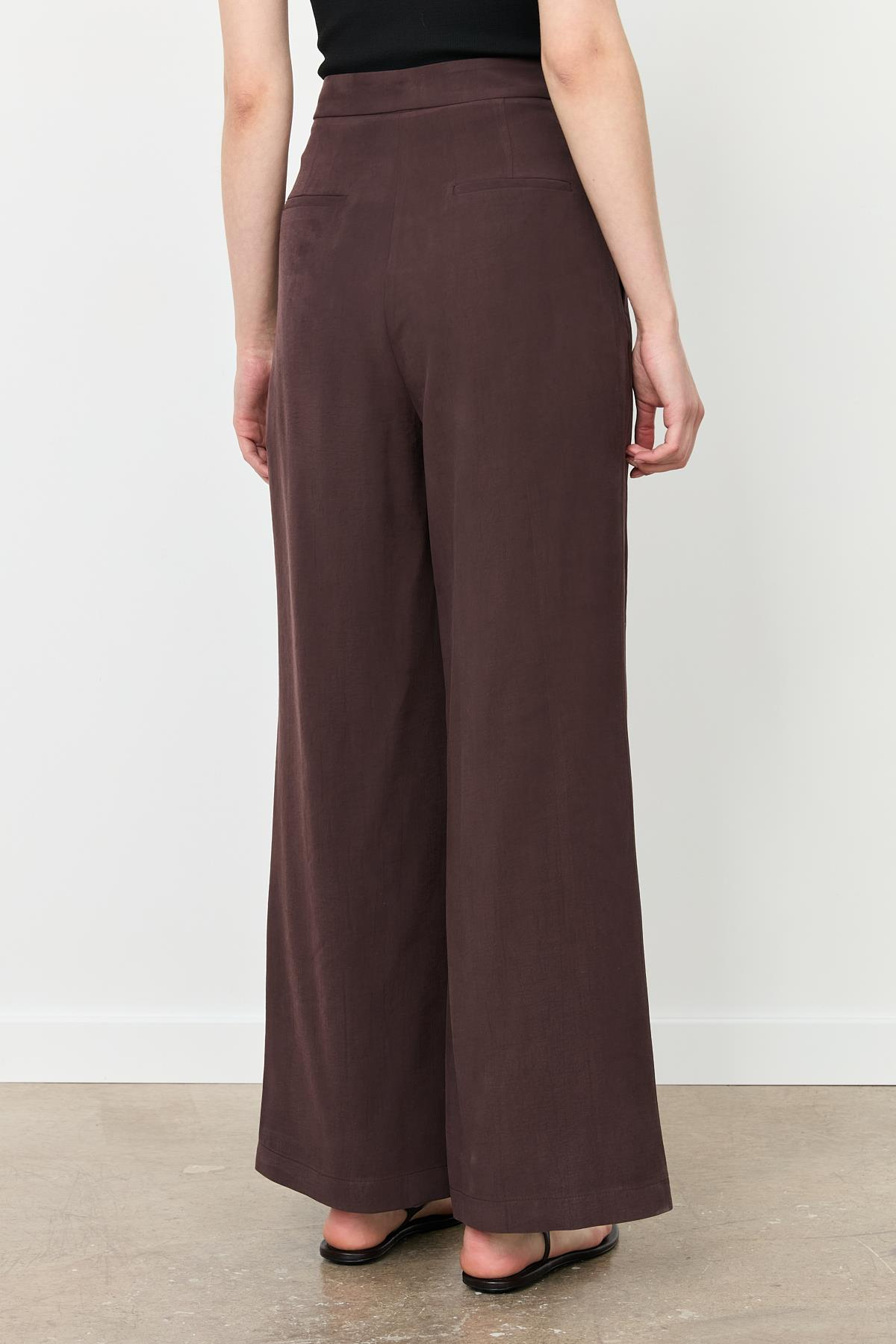 Kalın Pileli Bol Paça Pantolon-KAHVE