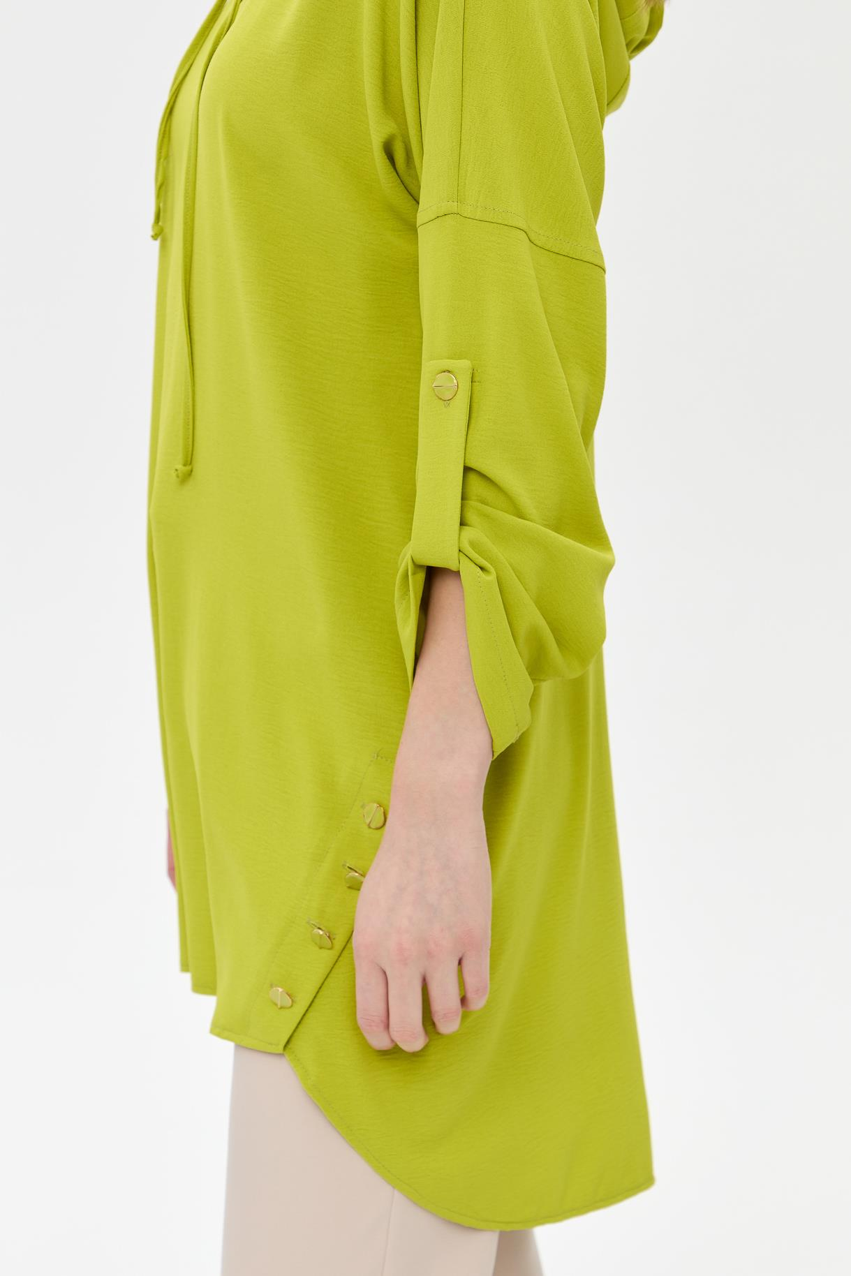 Kapüşonlu Düğme Detaylı Tunik - FISTIK YEŞİLİ