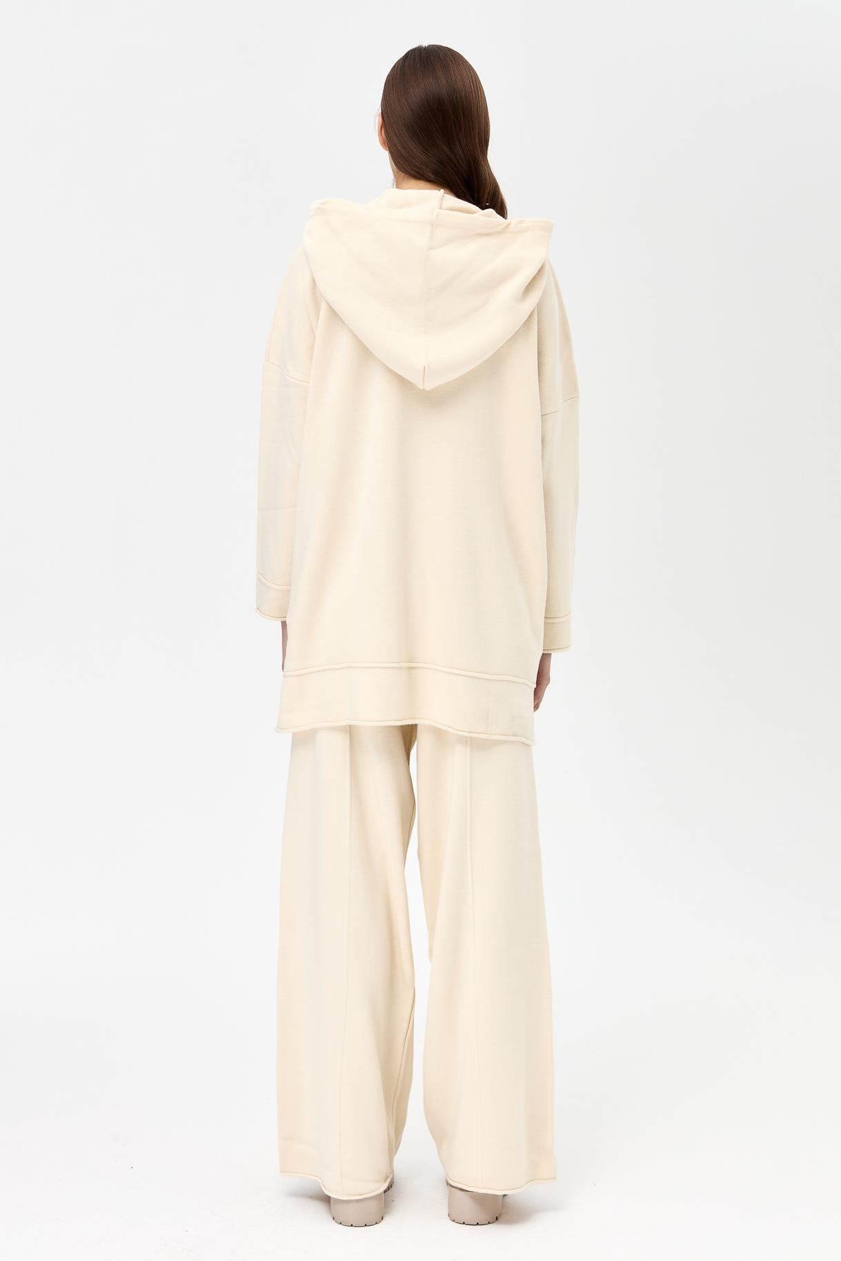Kapüşonlu Tunik Pantolon Triko Takım - EKRU