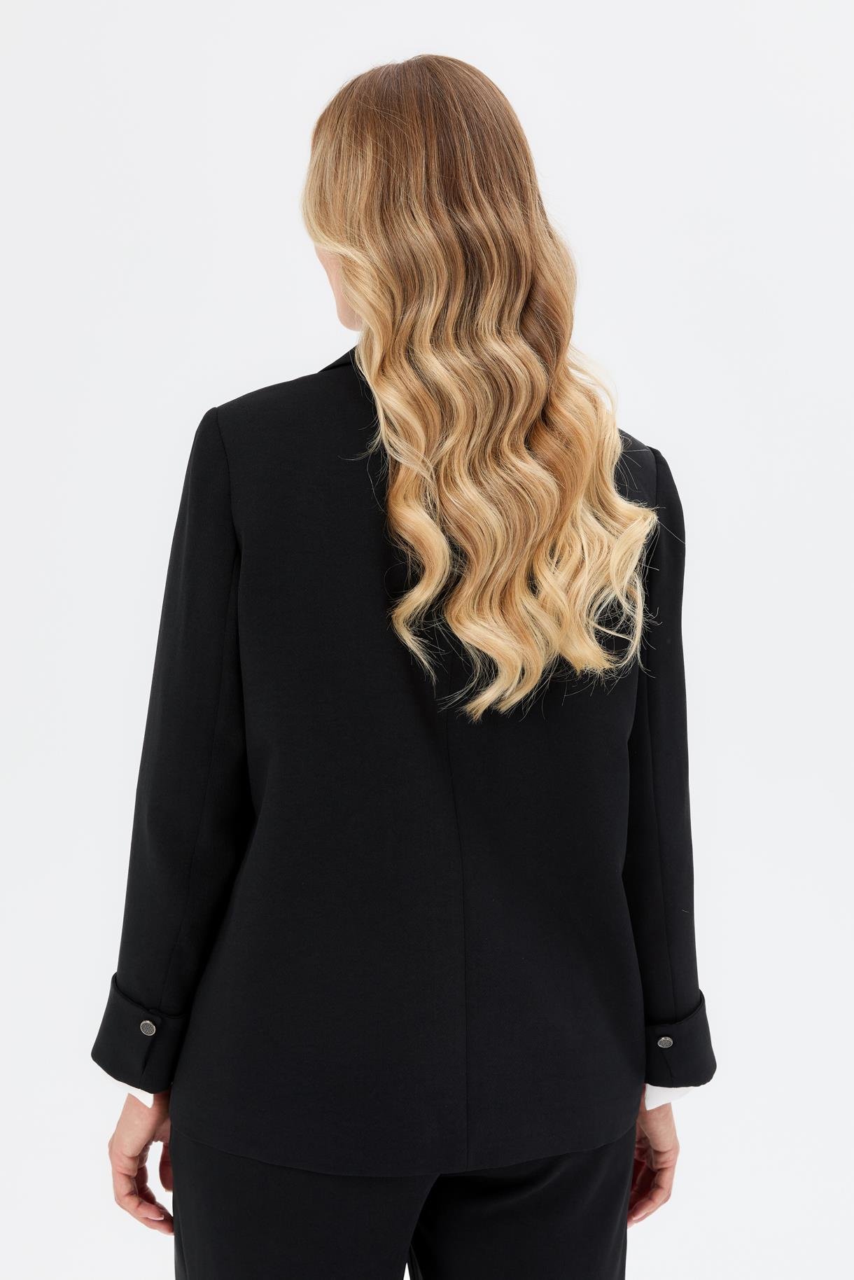 Katlama Kol Detay Büyük Beden Ceket - SİYAH