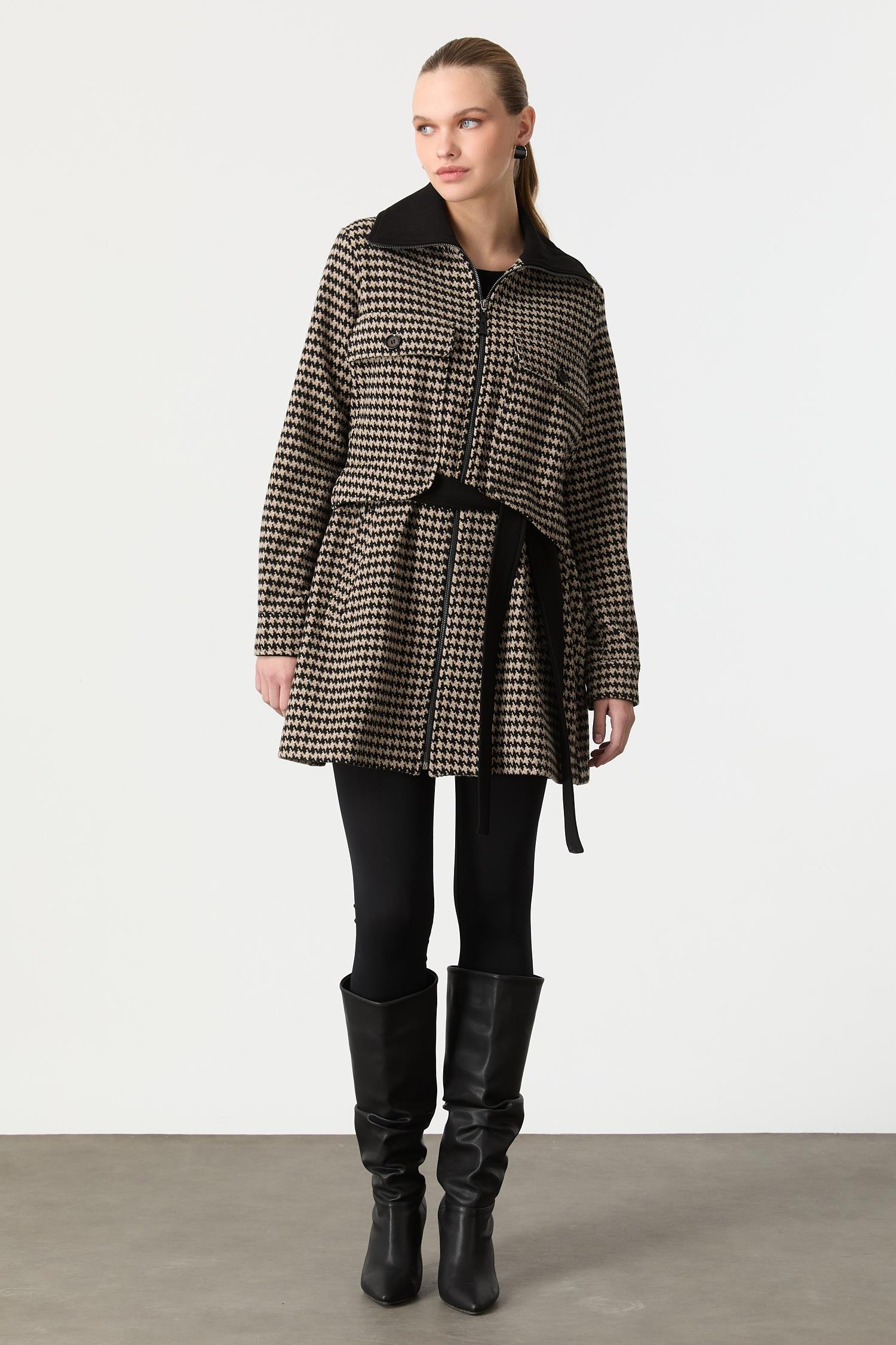 Kazayağı Desen Fermuar Detaylı Kaban-VİZON