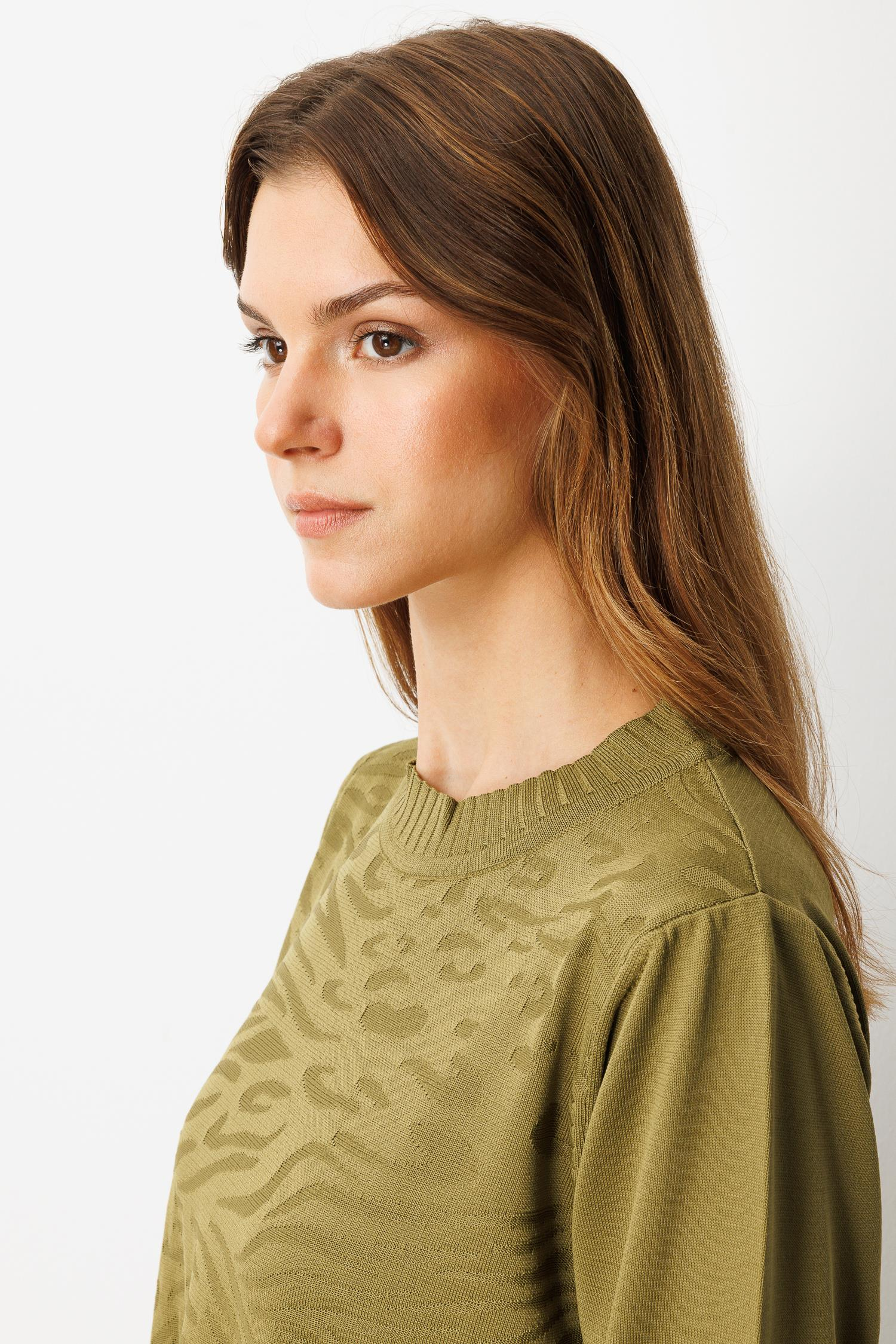 Kendinden Desenli Triko Tunik-Y.YEŞİLİ