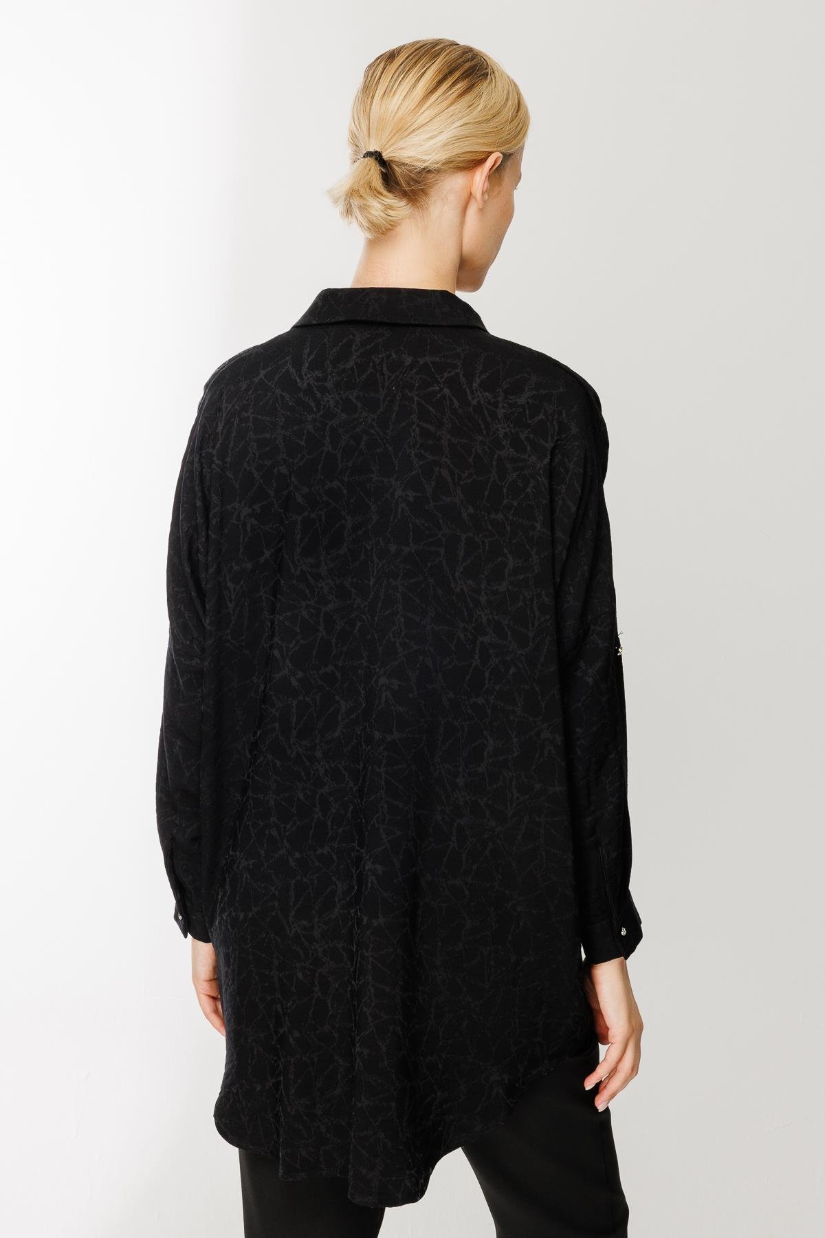 Kendinden Desenli Tunik - SİYAH